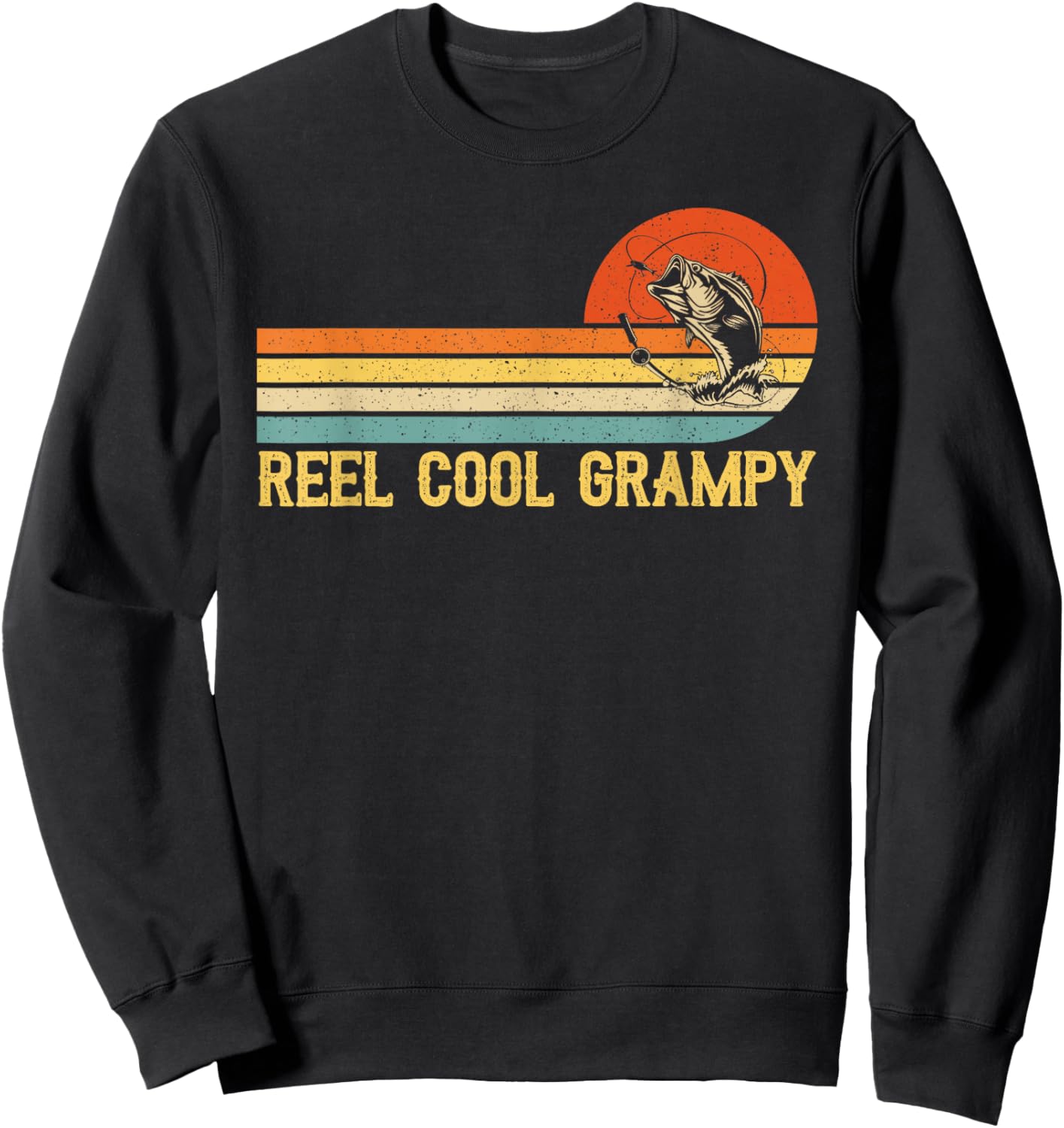 Reel Cool Grampy Fishing Shirt Funny Fish Vintage Sweatshirt - Sweatshirt | Black