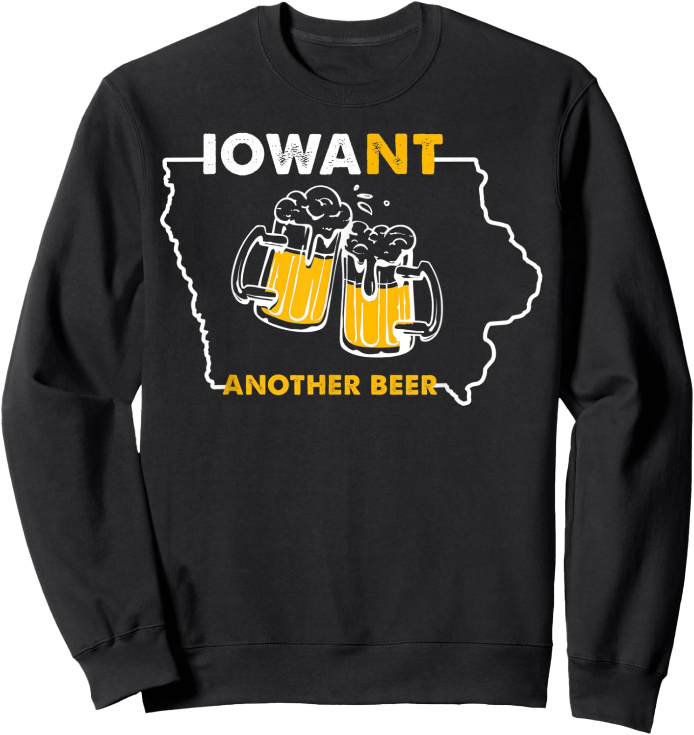 Funny Iowa Beer Shirt-Distressed Iowa State Map Sweatshirt - Sweatshirt | Black