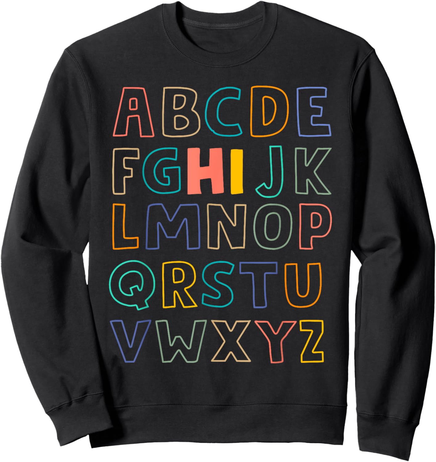 Funny Pre K Kindergarten Hi Alphabet Back To School Teachers Men Women Girls Kids Sweatshirt - Sweatshirt | Black