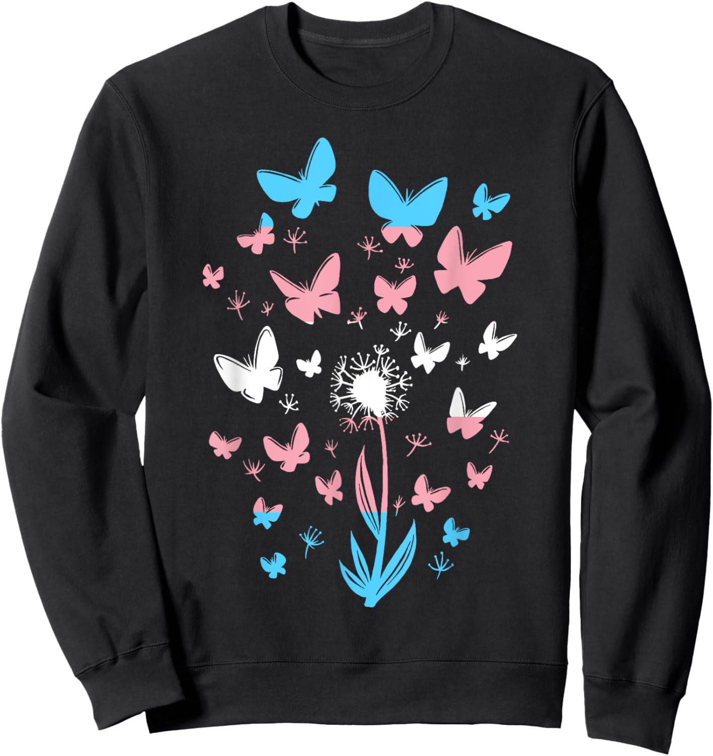 Transgender Petals Flowers Butterflies Transsexual Flag Sweatshirt - Sweatshirt | Black