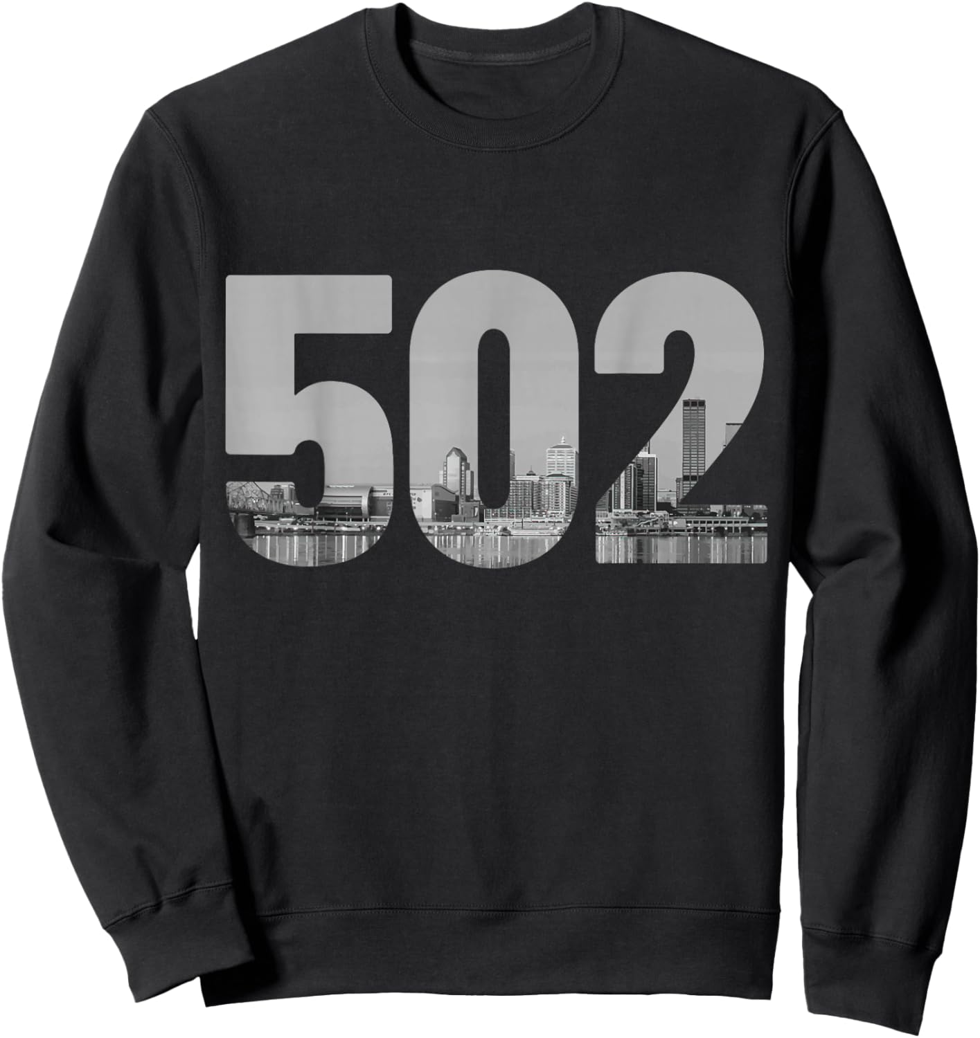 Louisville 502 Area Code Skyline Kentucky Pride Vintage Sweatshirt - Sweatshirt | Black