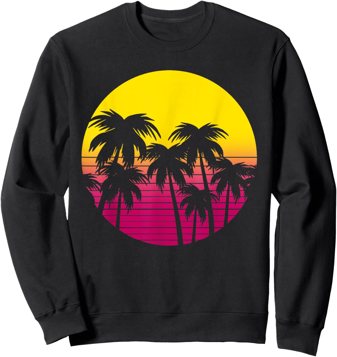Retro Palm Trees Beach Sunset 80s Summer Vacation Men Women Girls Kids Sweatshirt - Sweatshirt | Black