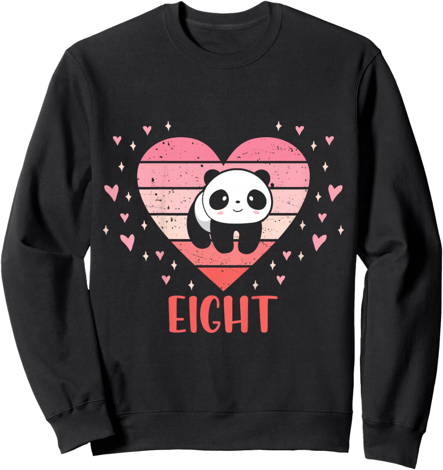 8 Year Old Cute Panda Birthday Girl 8th B-day Sweatshirt - Sweatshirt | Black