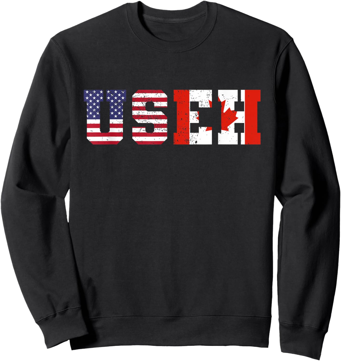 Vintage USA Canada USEH Happy Canada Day 4th Of July Sweatshirt - Sweatshirt | Black