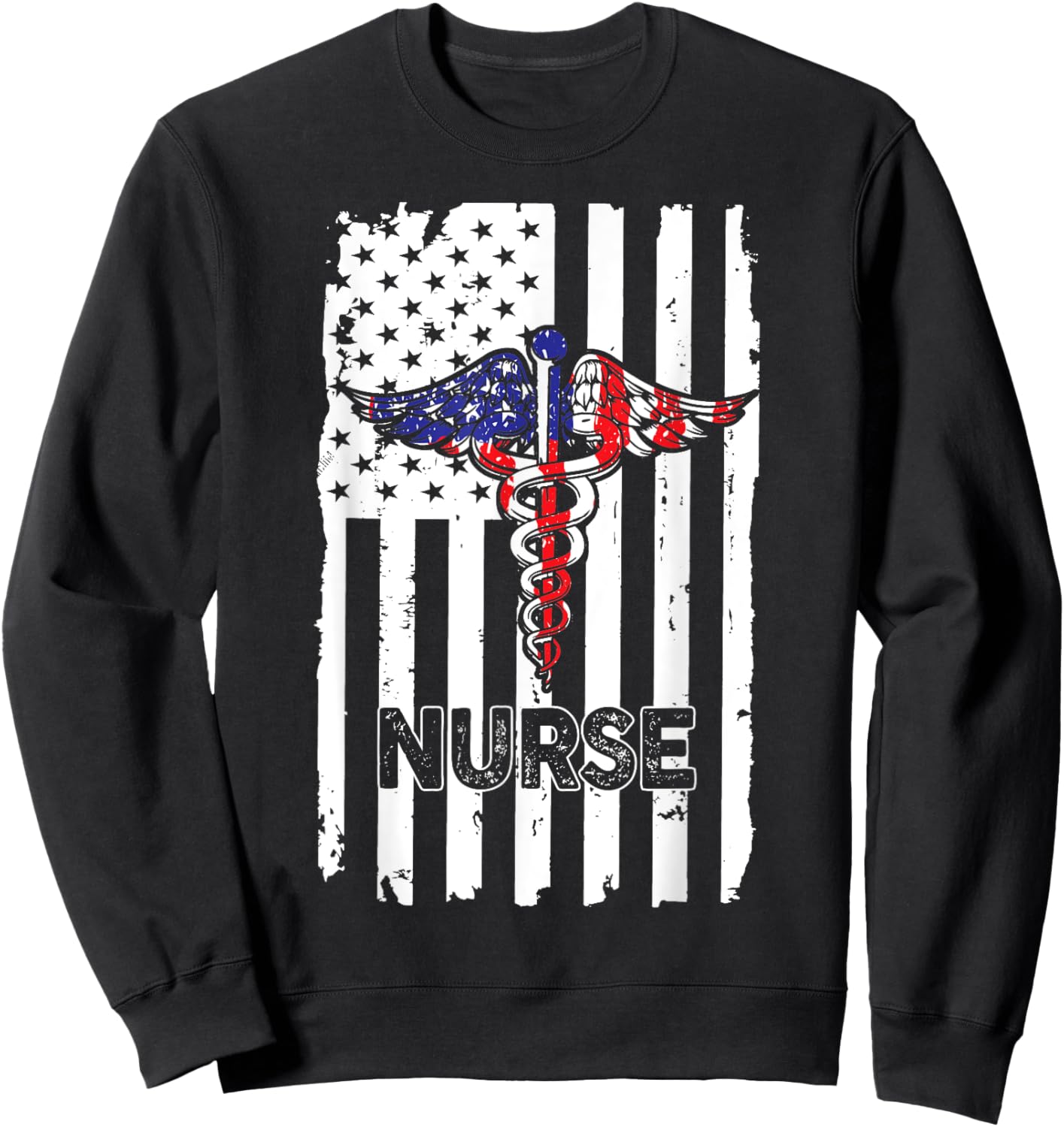 Nurse 365 Nurse American US Flag Sweatshirt - Sweatshirt | Black