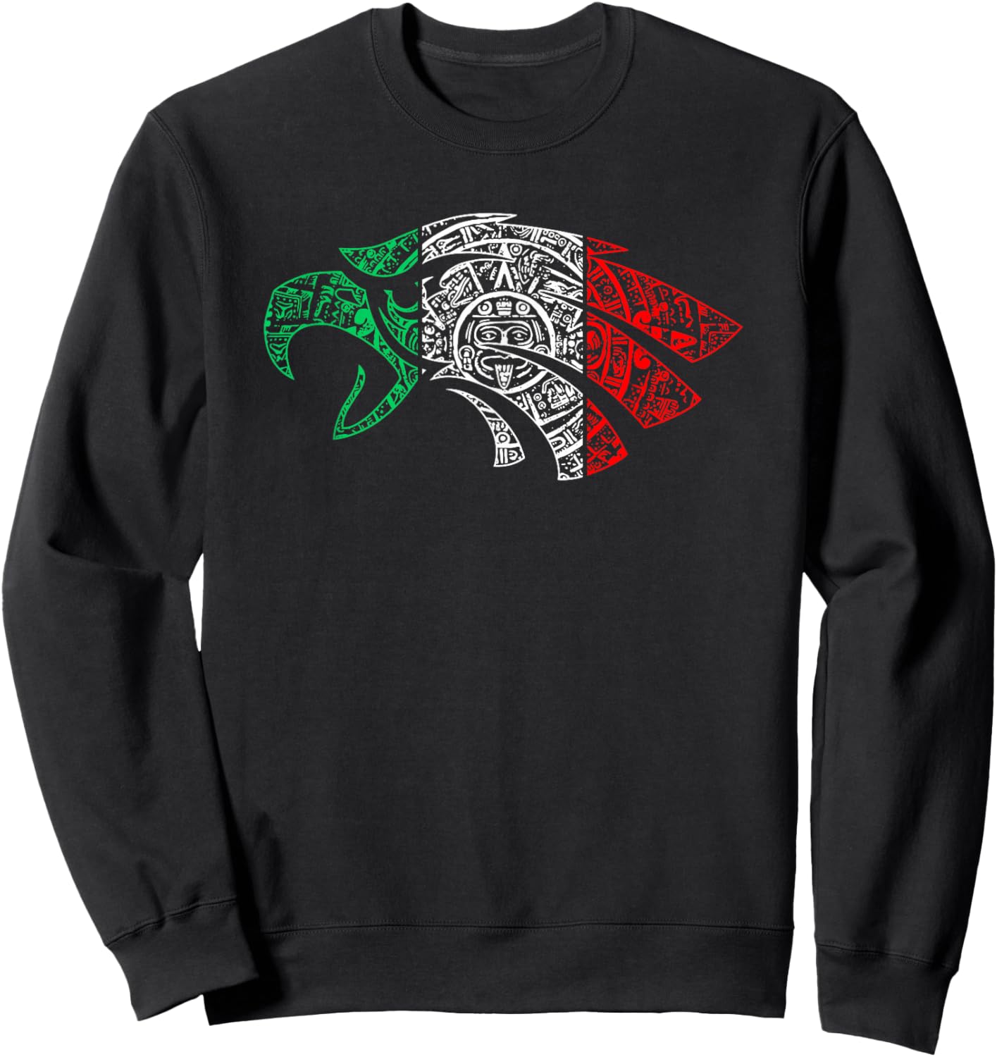 Mexico Sacred Aztec Calendar Mexican Eagle Archeological Sweatshirt - Sweatshirt | Black