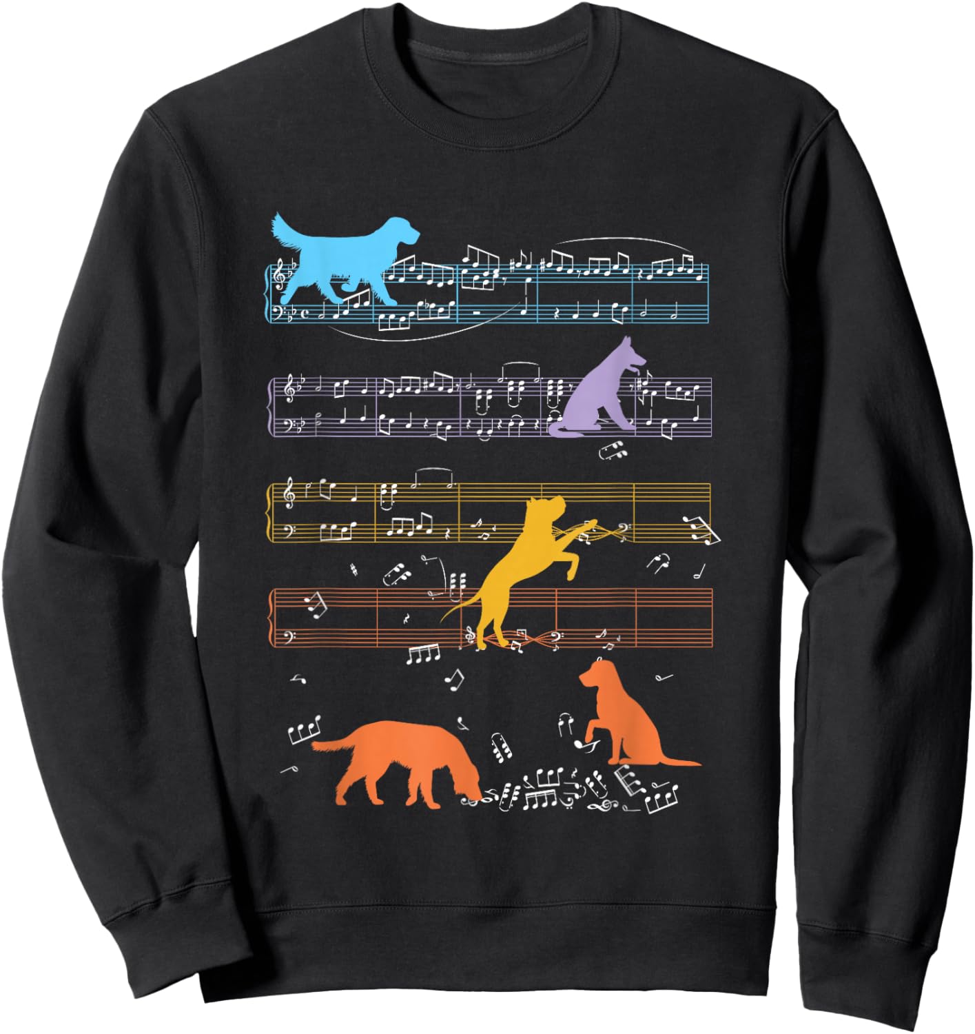 Dogs Playing With Sheet Music Notes - Music Teacher Sweatshirt - Sweatshirt | Black
