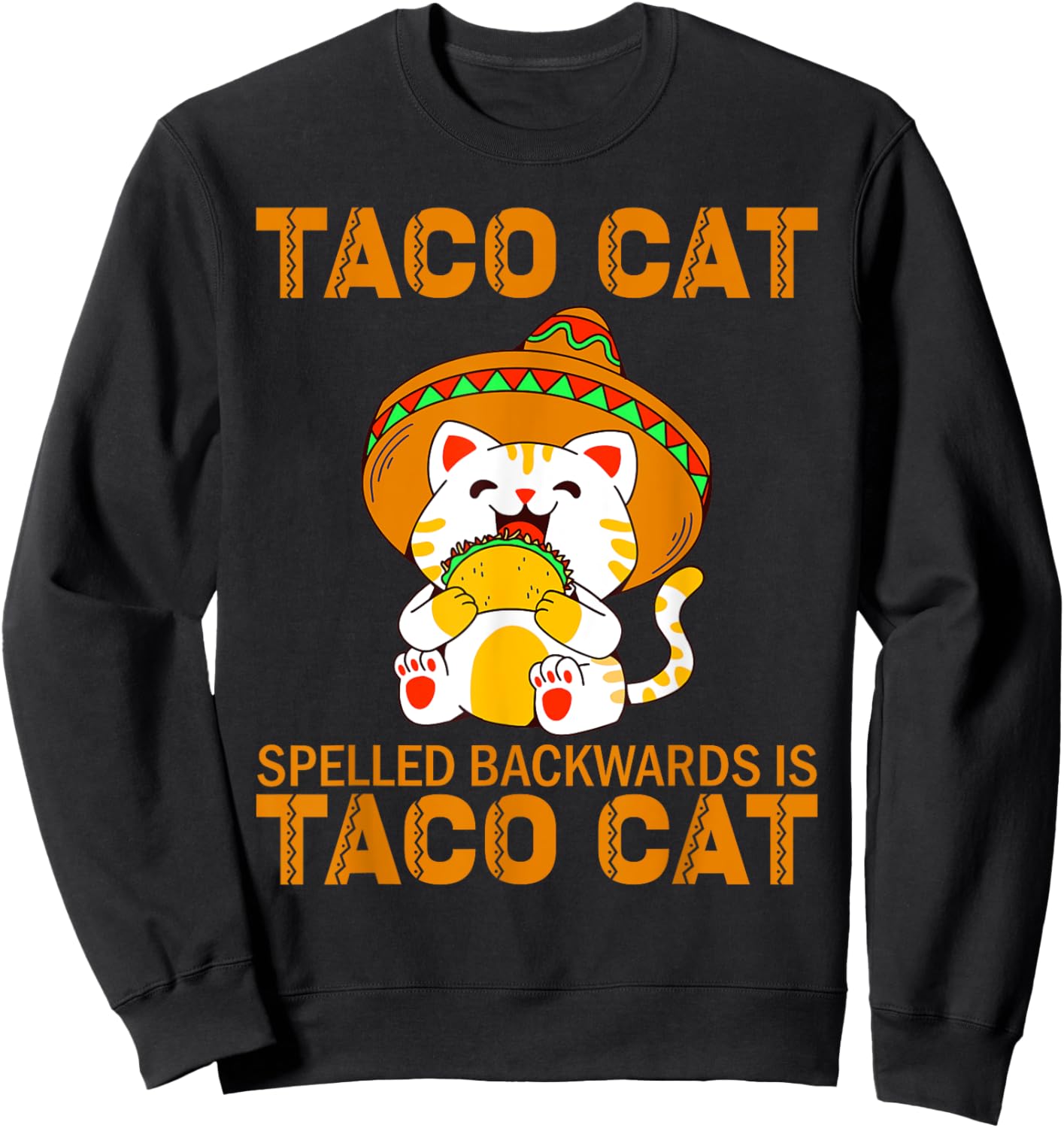 TacoCat for Kids Taco Cat Cinco de Mayo TacoCat Kids Cat Sweatshirt - Sweatshirt | Black