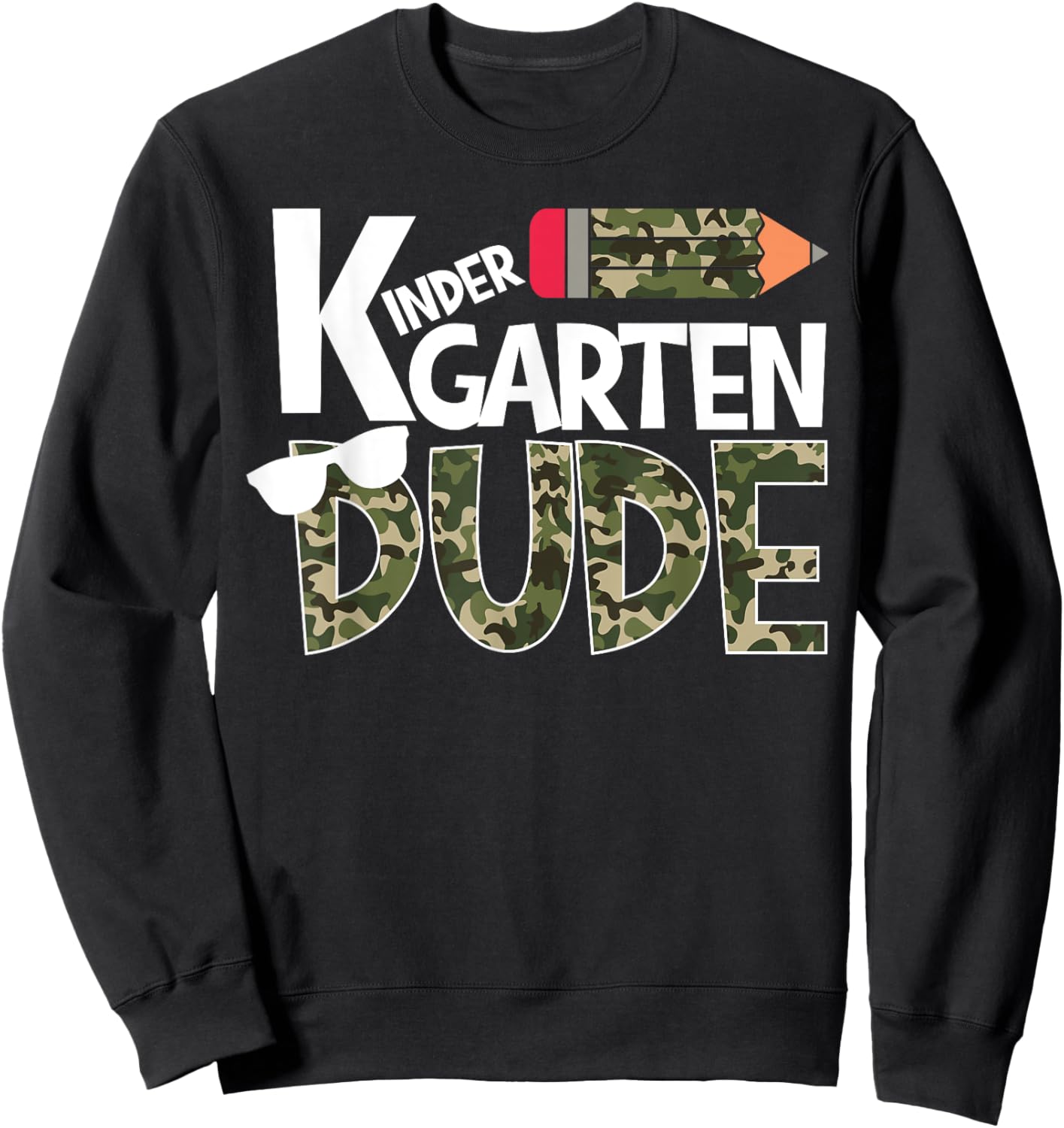 Kindergarten Dude Camo Print Back to School Boys Toddler Sweatshirt - Sweatshirt | Black