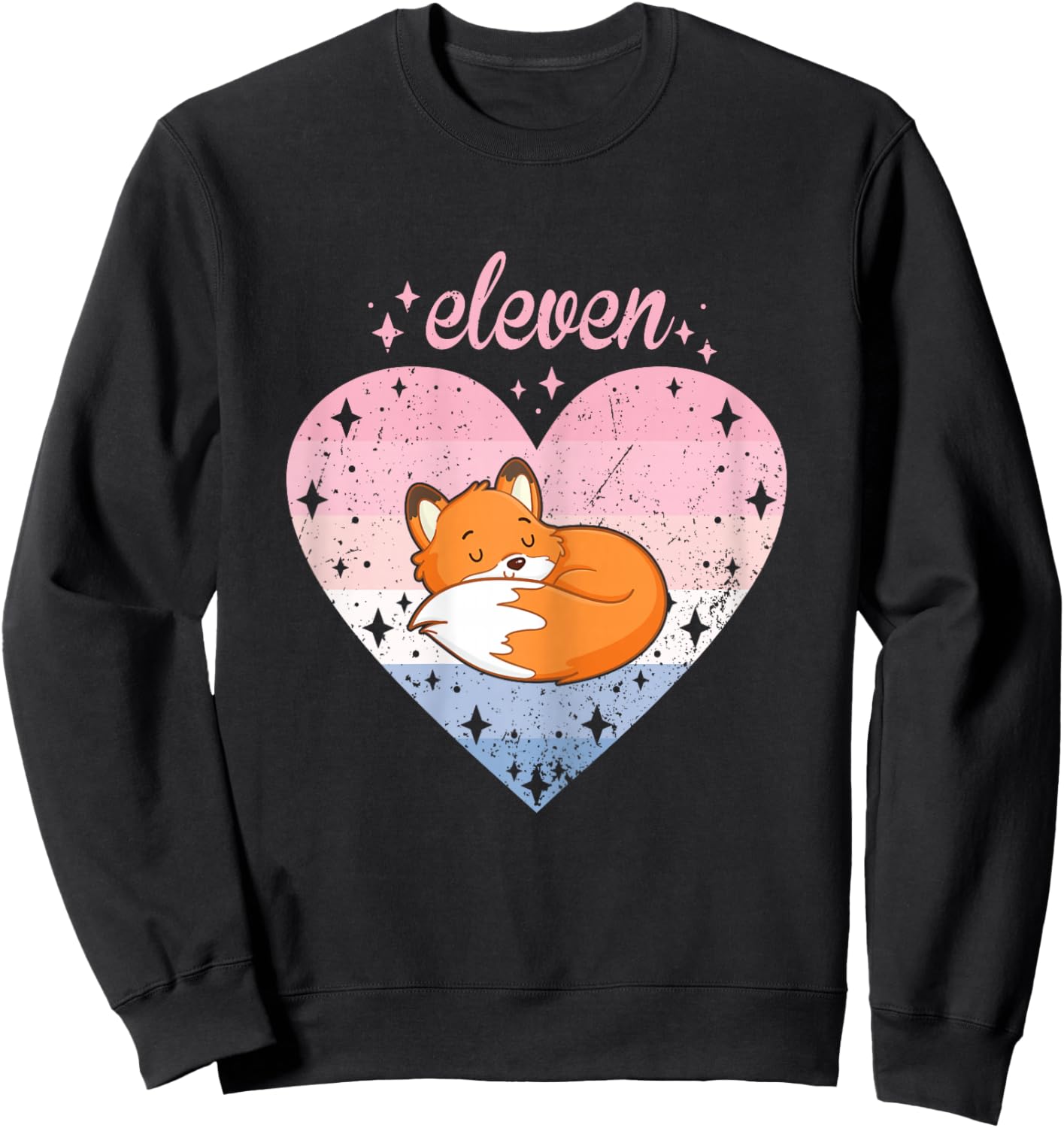 11 Year Old Cute Fox Birthday Girl 11th B-day Sweatshirt - Sweatshirt | Black