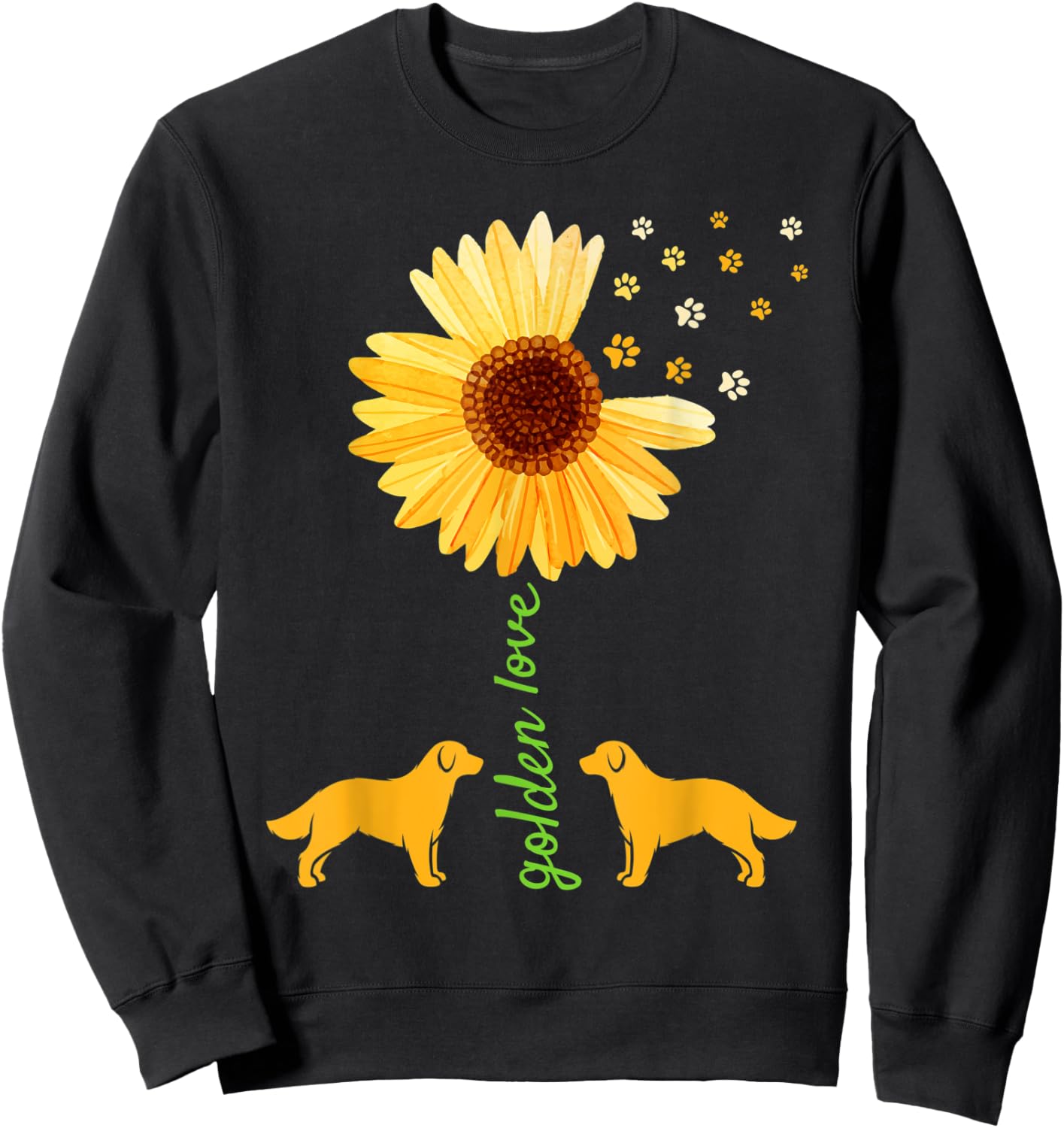 Golden Retriever Sunflower Women Dog Mother Sweatshirt - Sweatshirt | Black