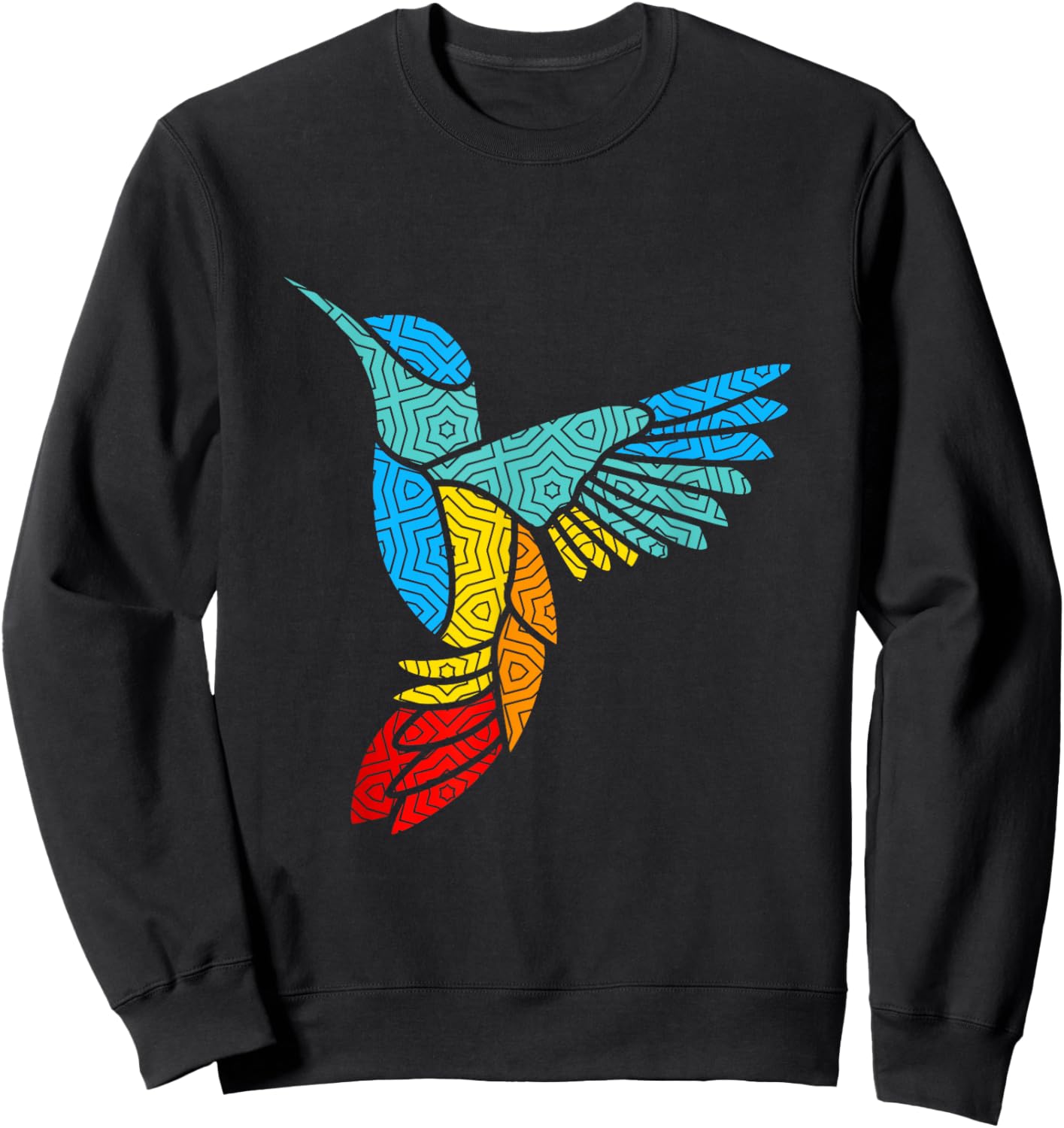 Colorful Bird Hummingbird Birds Mandala Art Sweatshirt - Sweatshirt | Black