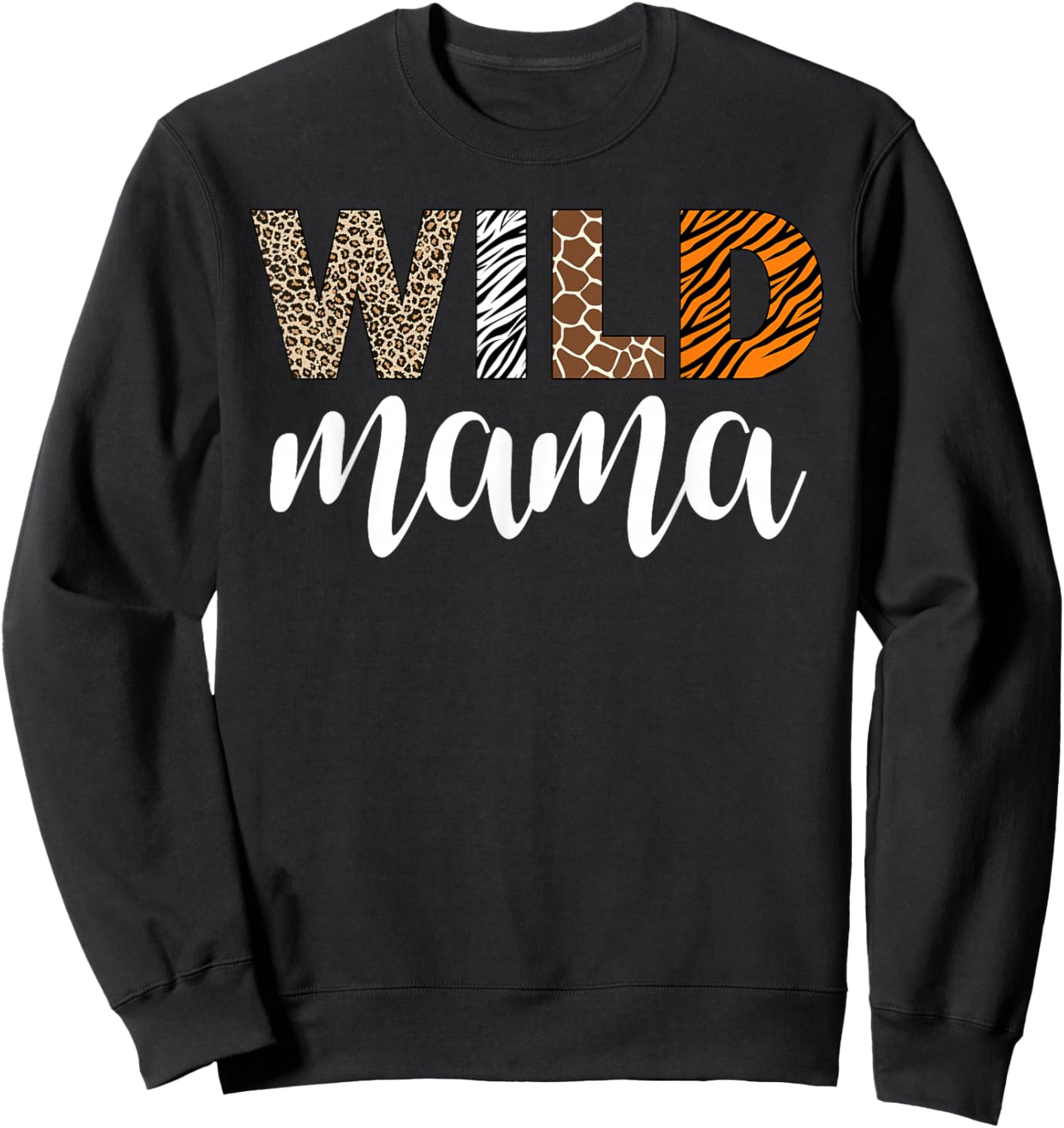 Mama of The Wild One Zoo Birthday Safari Jungle Family Sweatshirt - Sweatshirt | Black