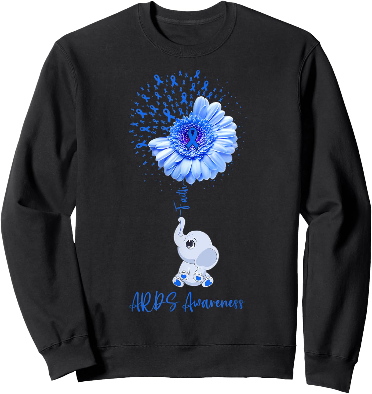 ARDS Awareness Faith Elephant Survivor Fighter Sweatshirt - Sweatshirt | Black