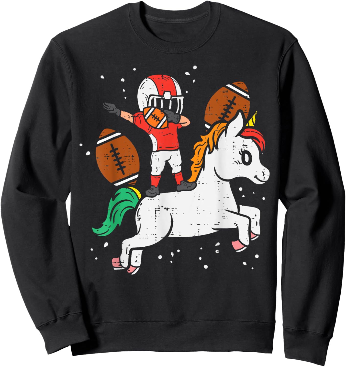 American Football Player Dab Unicorn Cute Sports Girls Kids Sweatshirt - Sweatshirt | Black