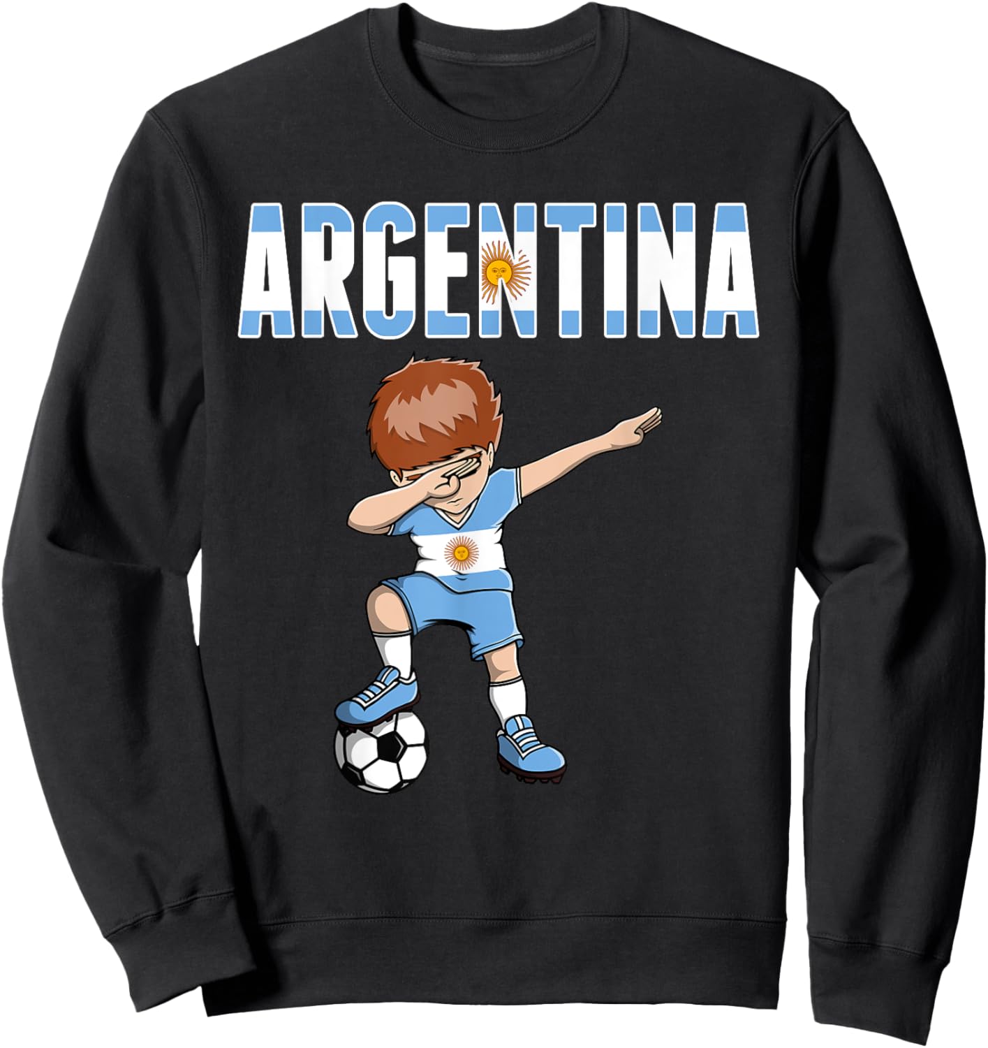 Dabbing Soccer Boy Argentina Soccer Fan Jersey Flag Football Sweatshirt - Sweatshirt | Black
