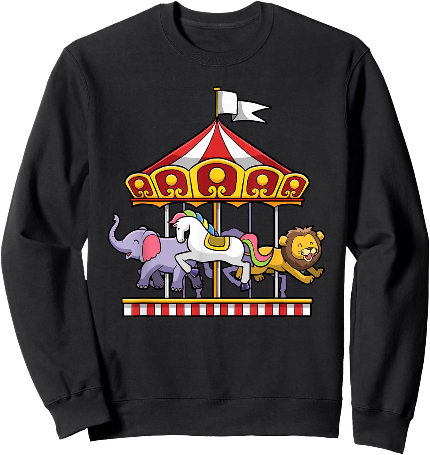 Horse Carousel Cute Carnival Ride Animals Circus Sweatshirt - Sweatshirt | Black