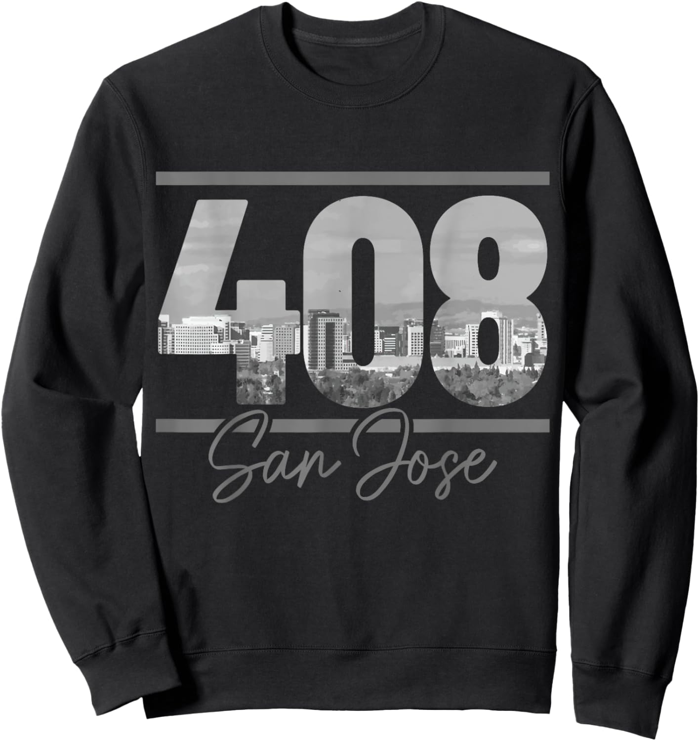 San Jose 408 Area Code Vintage California Skyline Sweatshirt - Sweatshirt | Black