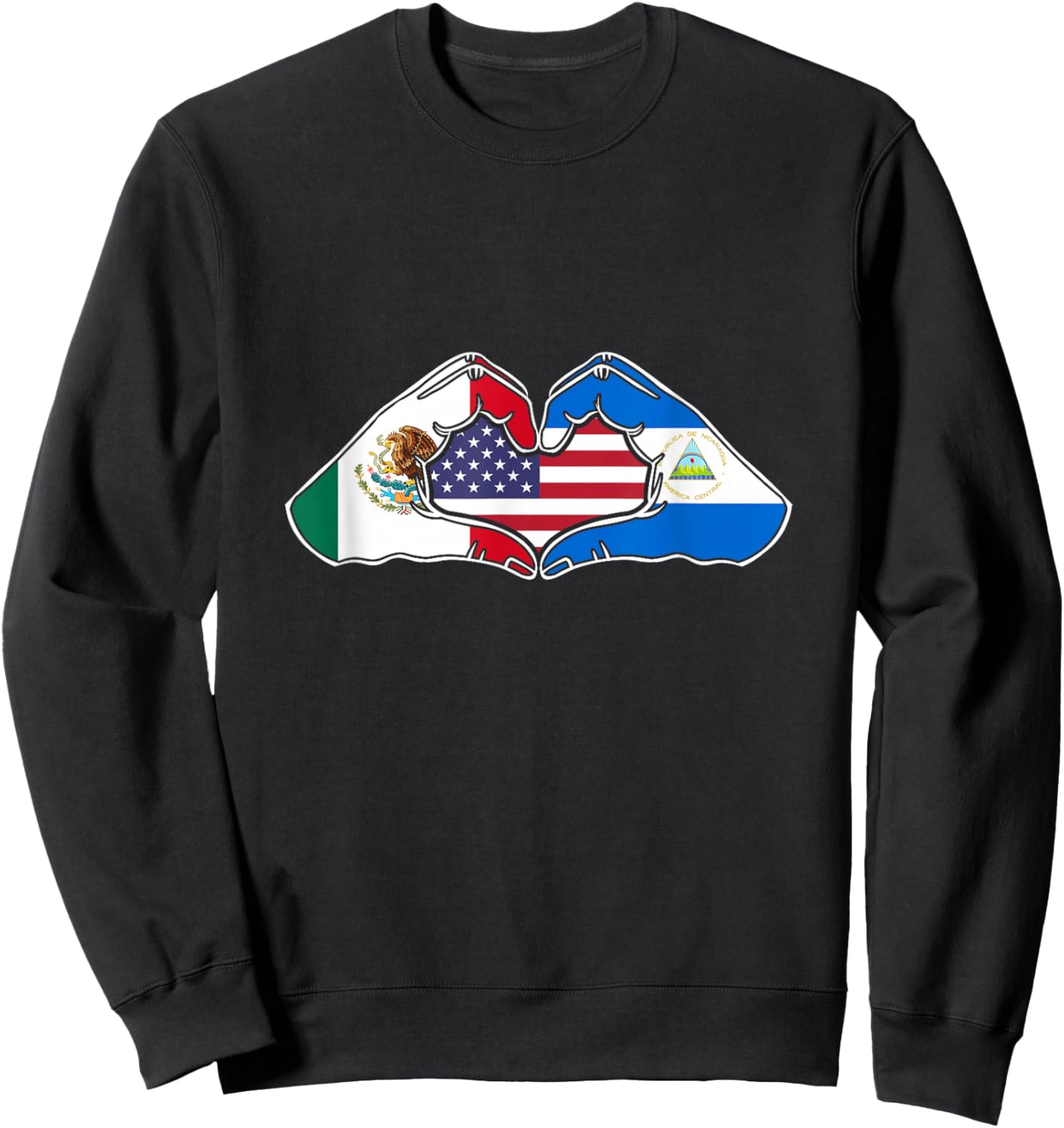 Heart Hands Mexico, Nicaragua and the USA. Sweatshirt - Sweatshirt | Black