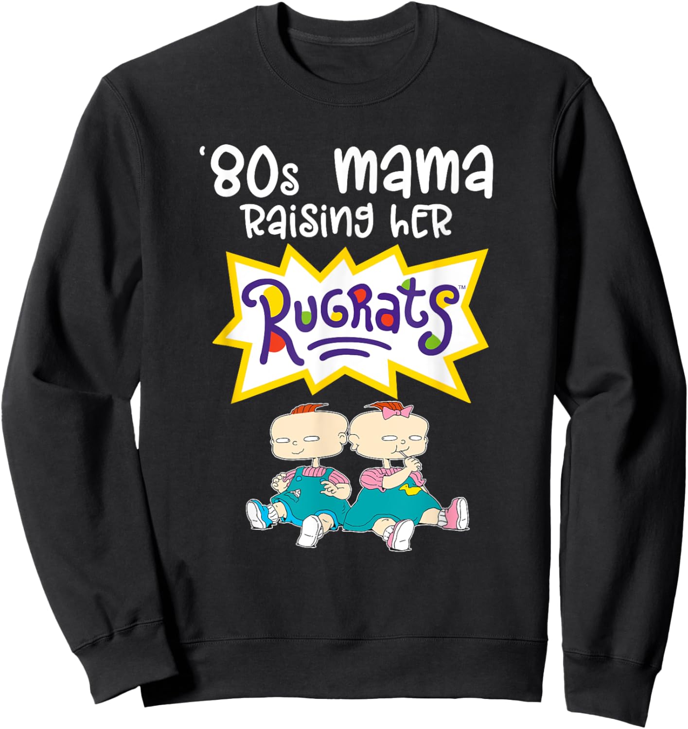 Mademark x Rugrats - 80s Mama Raising Her Rugrats - Phil & Lil Sweatshirt - Sweatshirt | Black