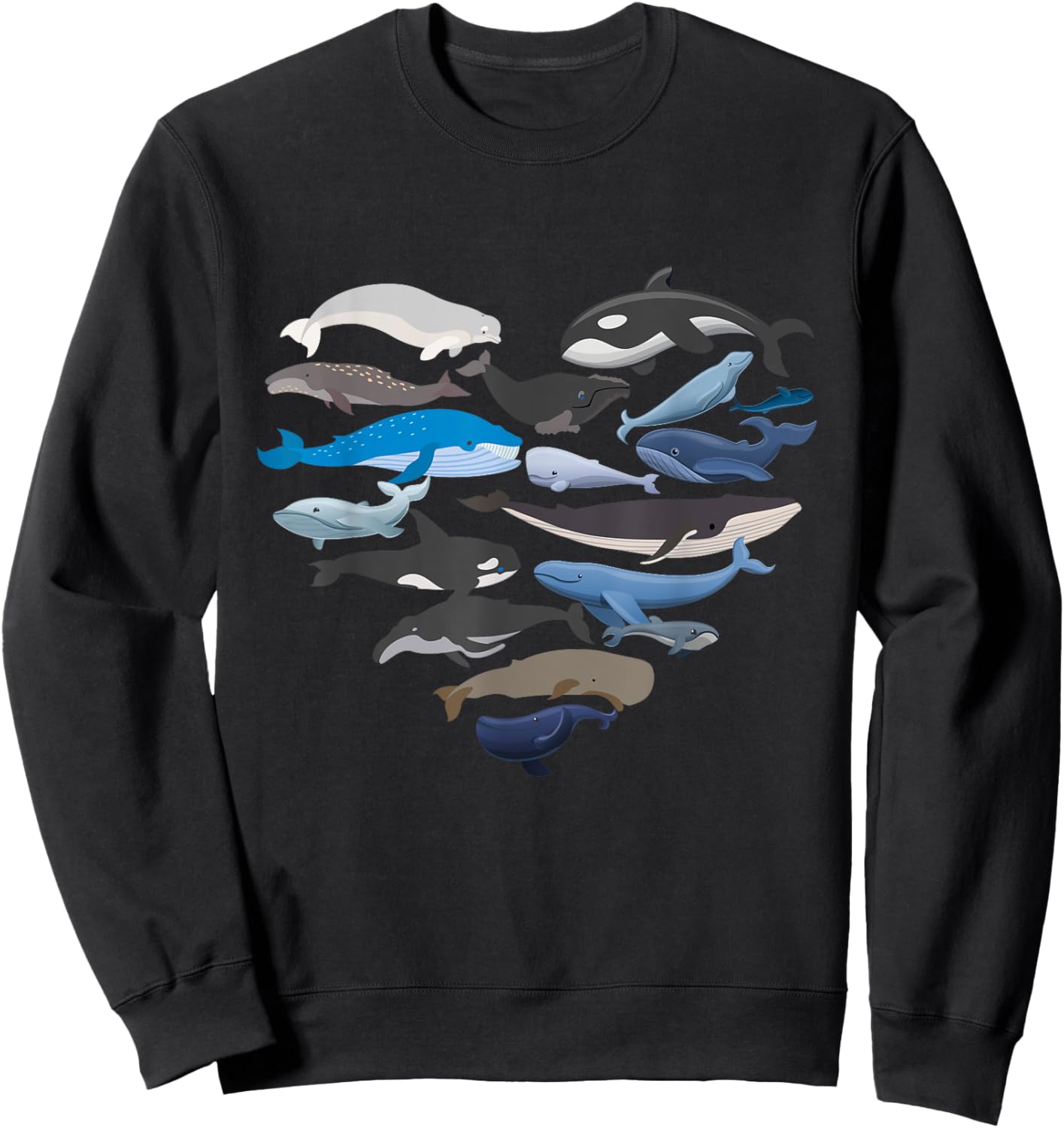 Whales Heart Shaped - Marine Biologist Whale Lover Wildlife Sweatshirt - Sweatshirt | Black