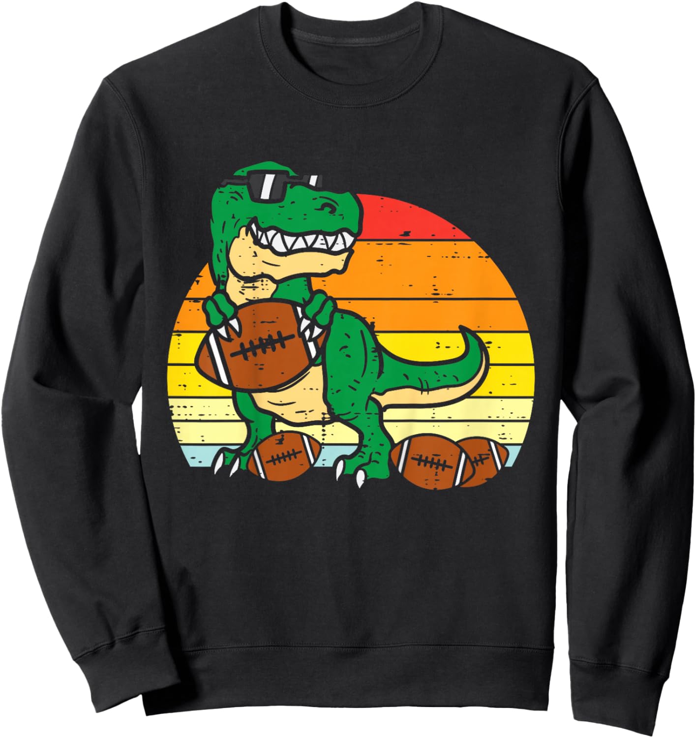 Kids American Football Trex Retro Dinosaur Boys Kids Toddlers Sweatshirt - Sweatshirt | Black