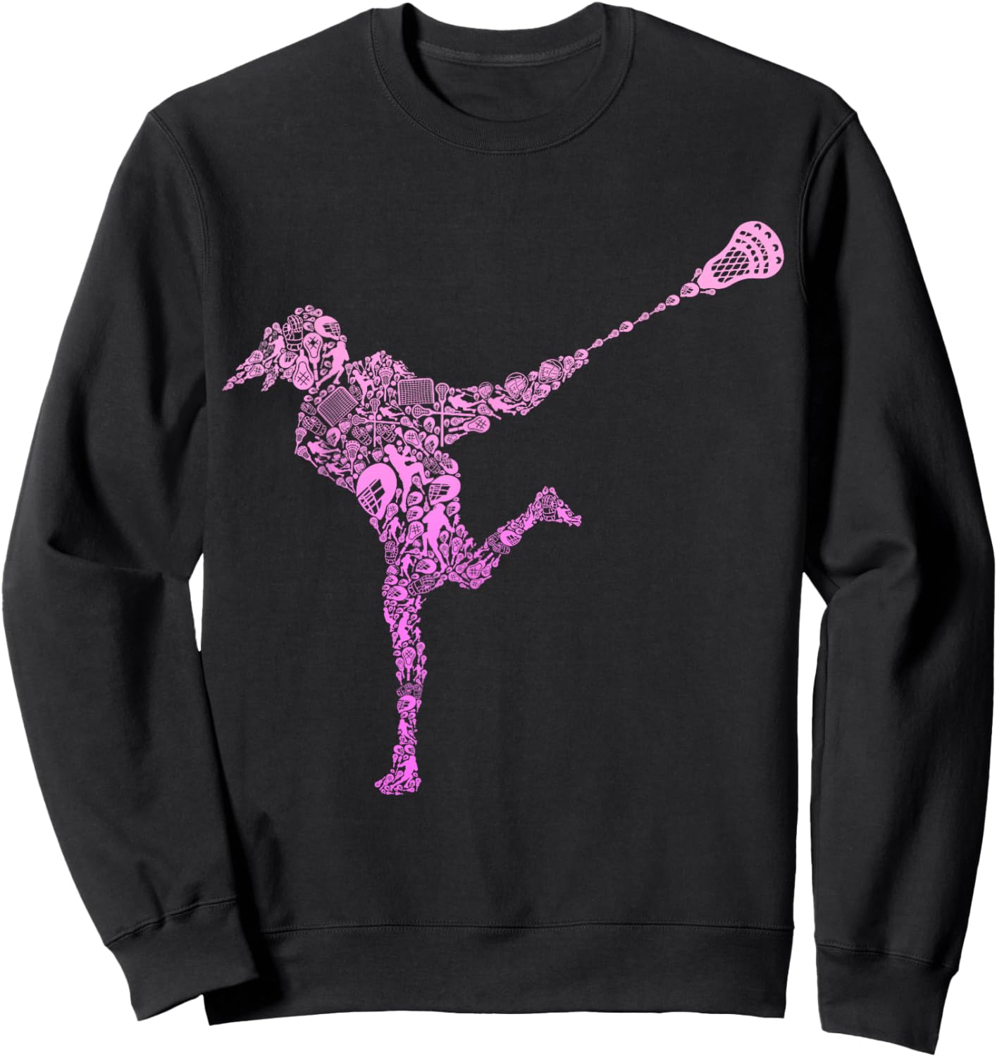 Lacrosse Player Youth Girls Women Kids Sweatshirt - Sweatshirt | Black
