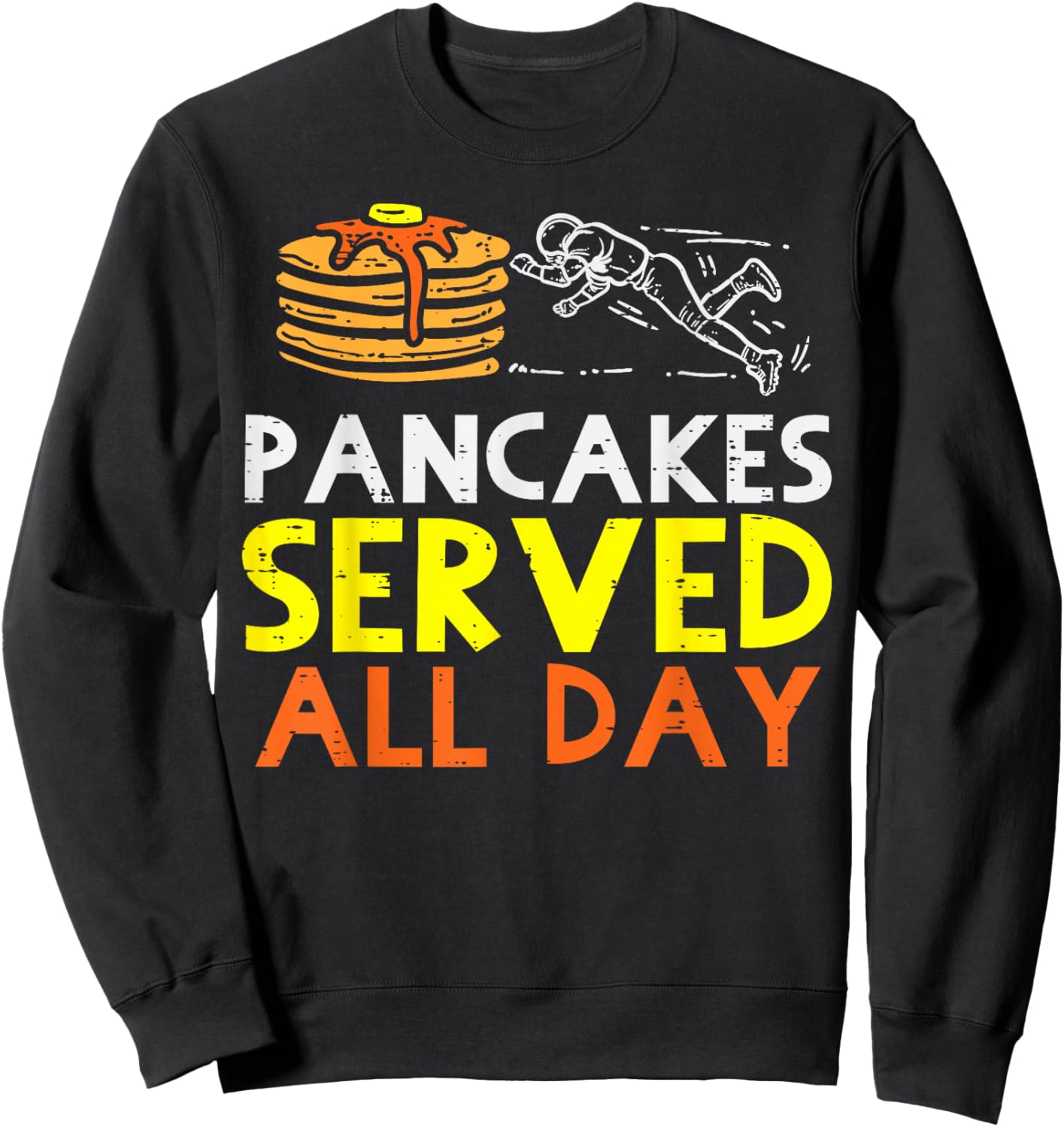 Pancakes Served American Football Funny Offensive Lineman Sweatshirt - Sweatshirt | Black