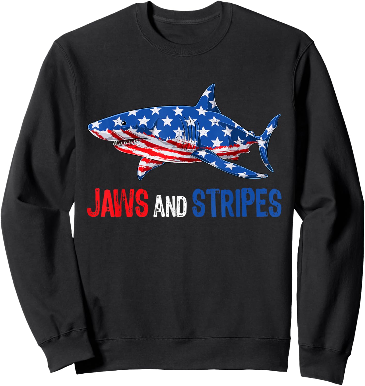 Patriotic Shark American Flag USA 4th Of July Men Women Sweatshirt - Sweatshirt | Black