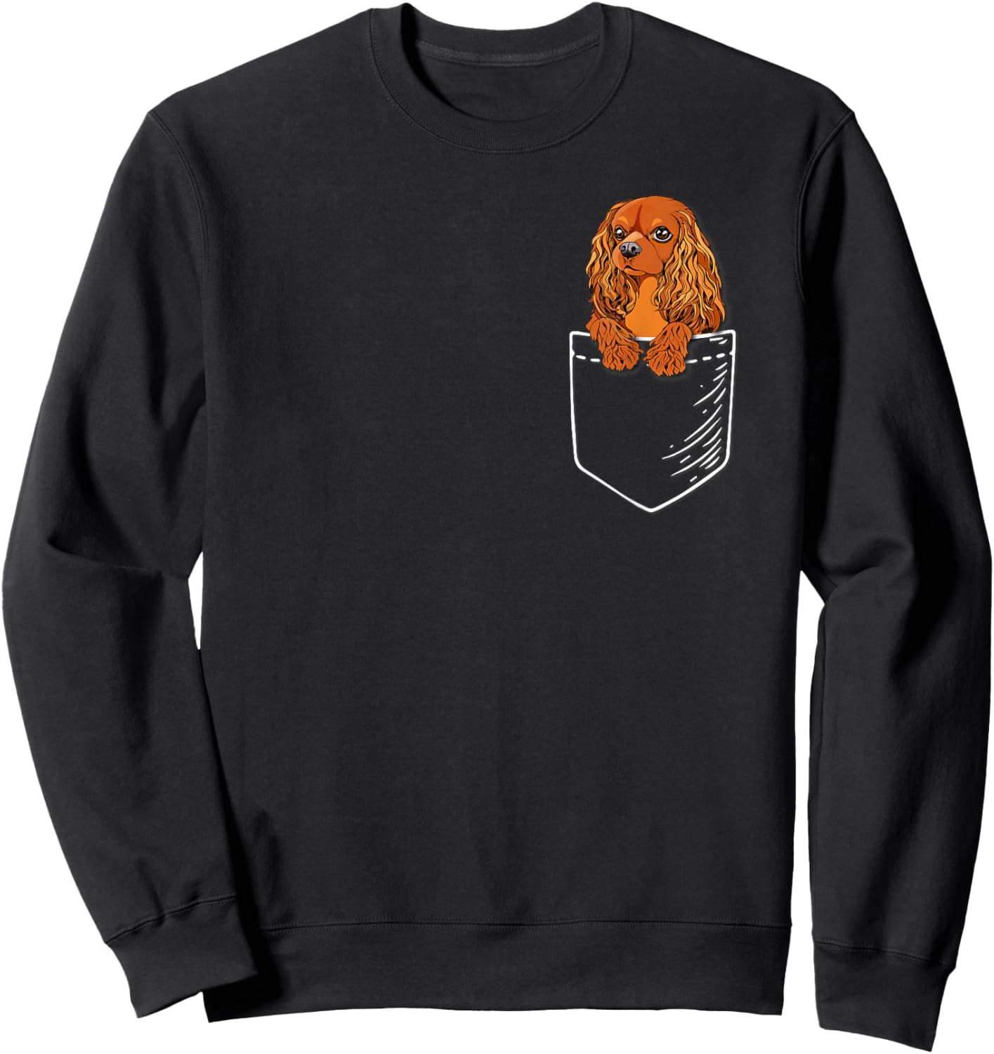Funny Pocket Ruby Cavalier King Charles Spaniel Dog Lover Sweatshirt - Sweatshirt | Black