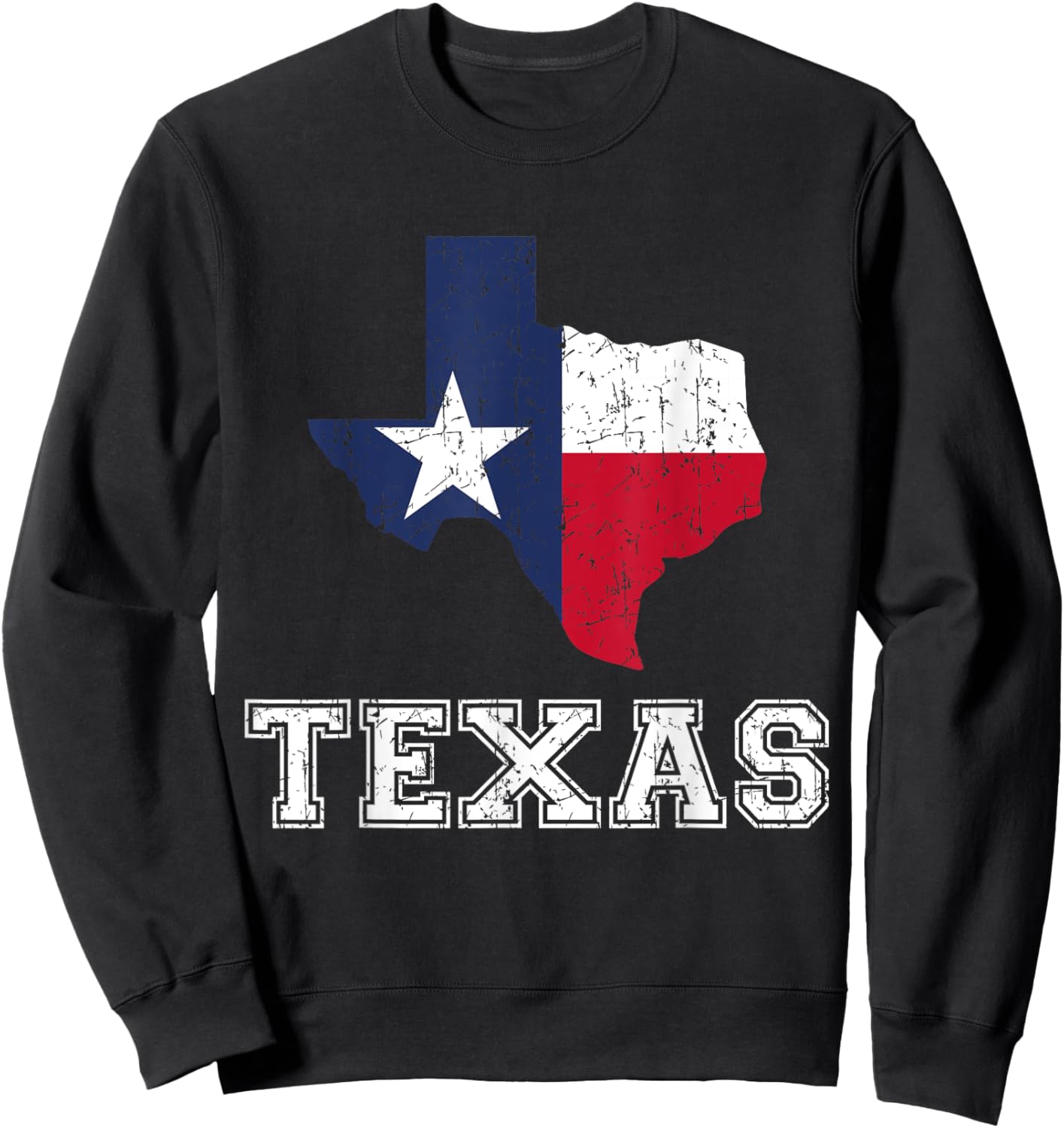 Texas Proud Texan Patriot American USA Flag Vintage Map Sweatshirt - Sweatshirt | Black