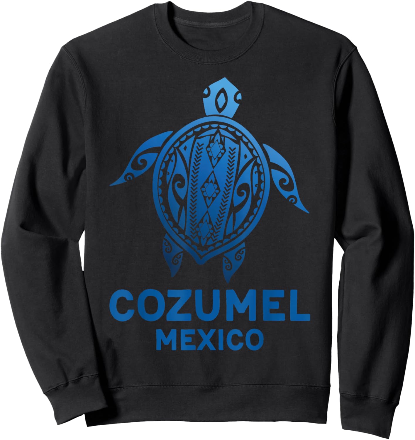 Cozumel Mexico Tribal Tattoo Blue Sea Turtle Souvenirs Sweatshirt - Sweatshirt | Black