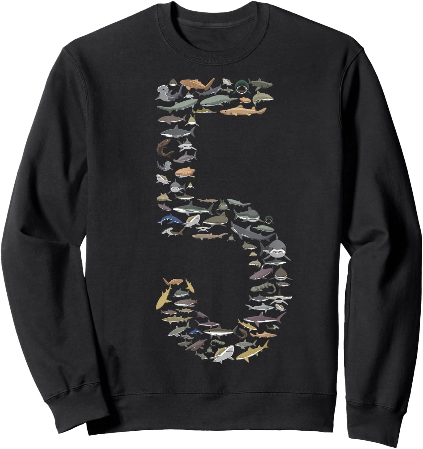 Shark Lover Type of Sharks Five Years BDAY 5th Birthday Sweatshirt - Sweatshirt | Black