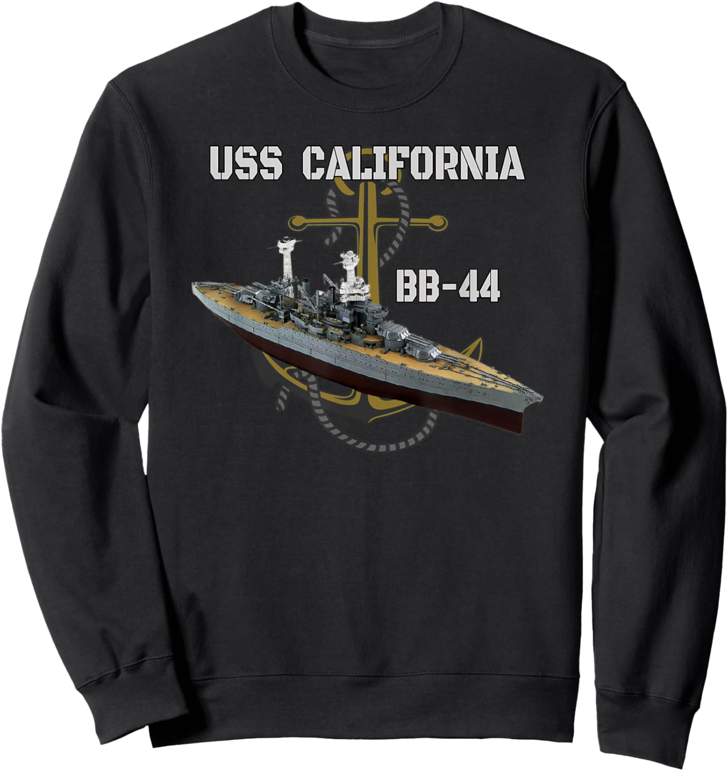 USS California BB-44 Battleship WW2 American Warship Veteran Sweatshirt - Sweatshirt | Black