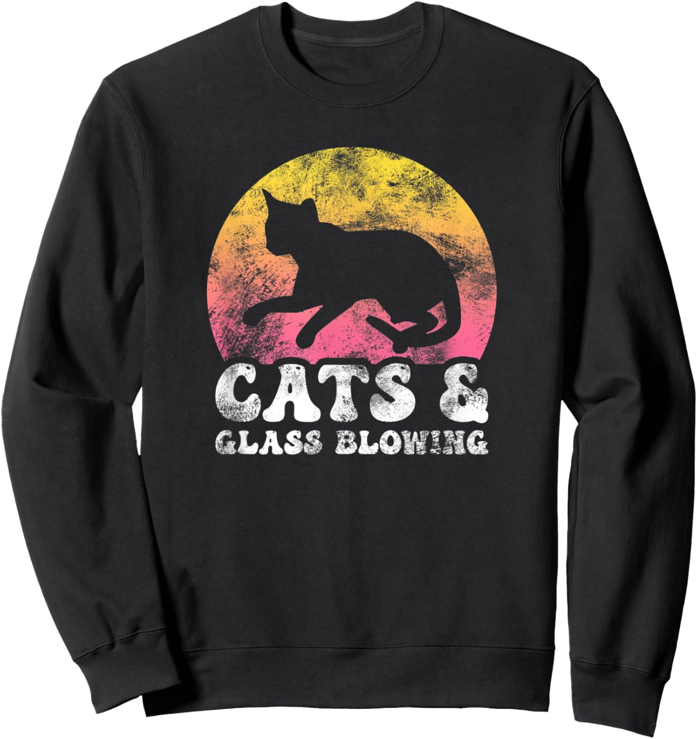 Funny Cats & Glass Blowing Vintage Retro Hobby Sweatshirt - Sweatshirt | Black