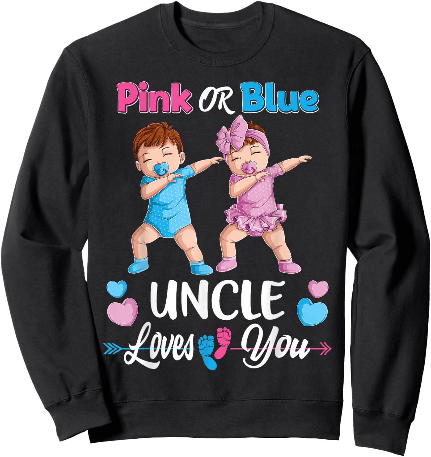 Pink Or Blue Uncle Loves You Baby Gender Reveal Party Men Sweatshirt - Sweatshirt | Black