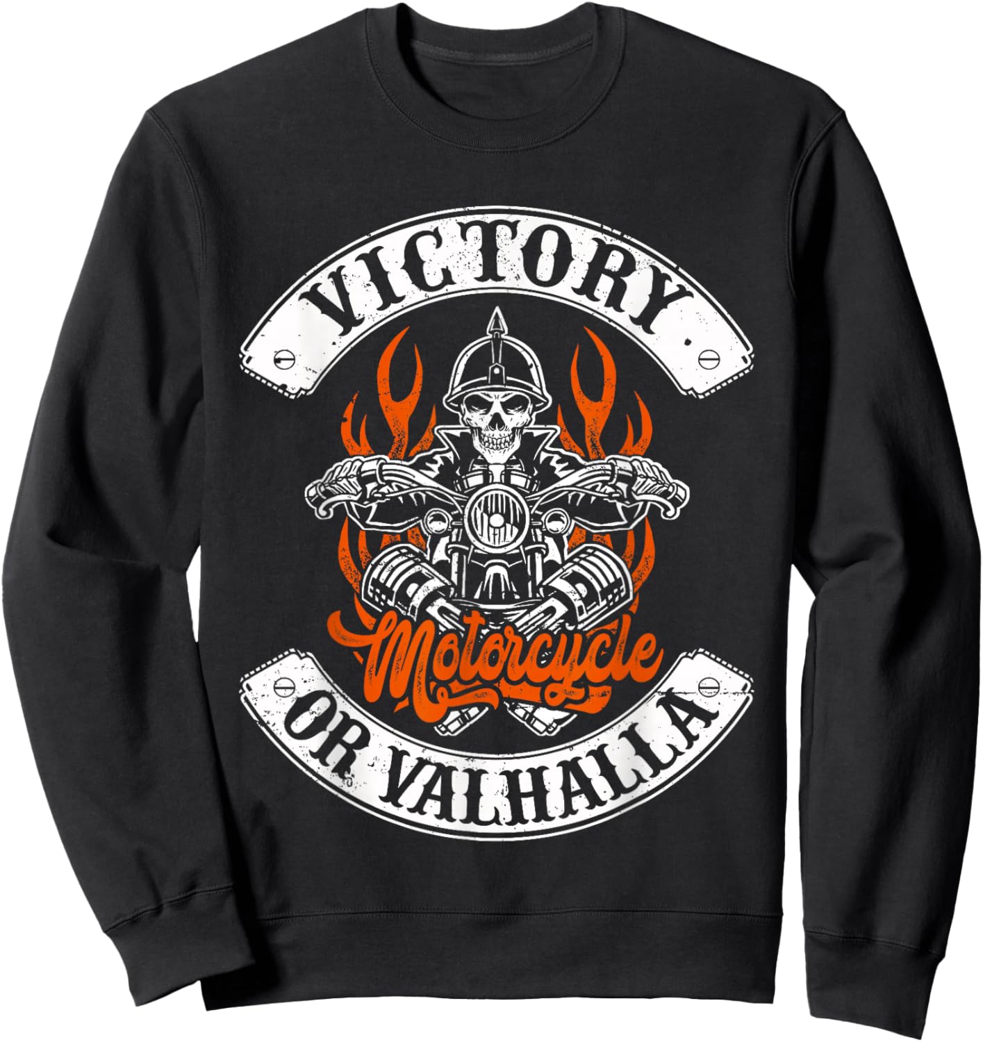 Motorcycle Norse Viking Victory Or Valhalla Men Dad Sweatshirt - Sweatshirt | Black