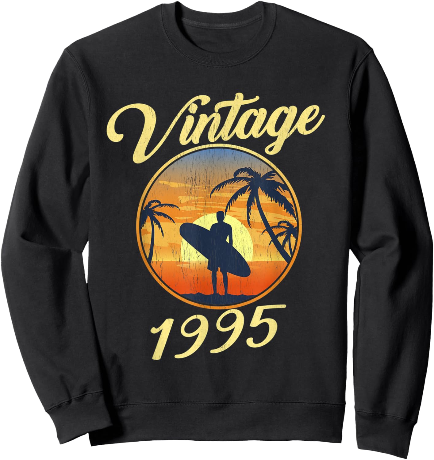 Vintage 1995 born in 1995 summer surf gift Men Women Kids Sweatshirt - Sweatshirt | Black