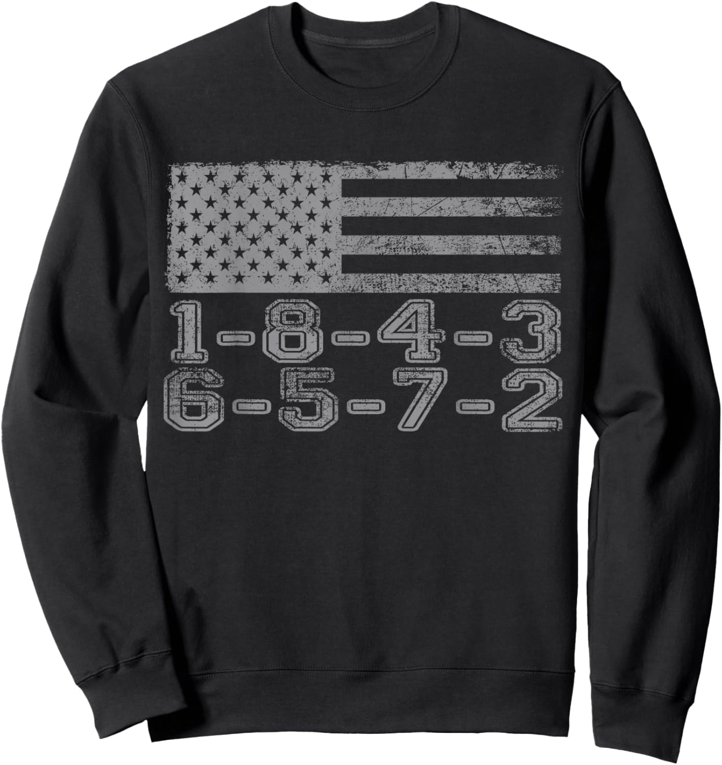USA Flag 18436572 Firing Order Small Block Engine V8 Block Sweatshirt - Sweatshirt | Black