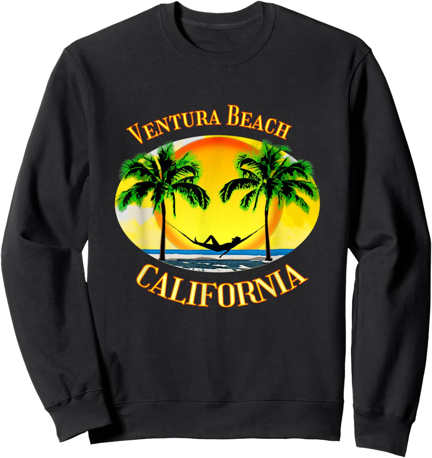 Ventura Beach California Palm Trees Beach Vacation Men Women Kids Sweatshirt - Sweatshirt | Black