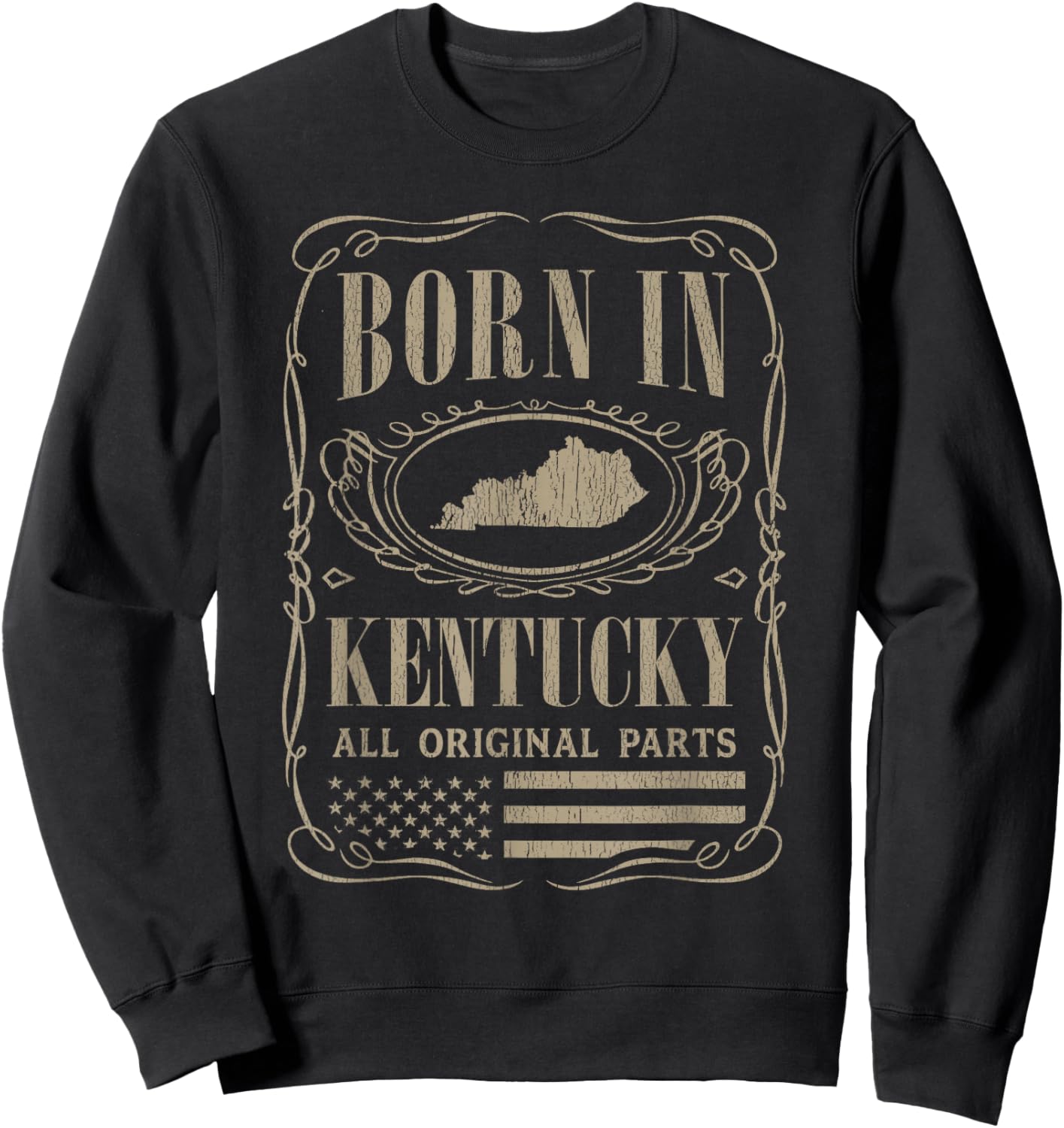 Vintage Classic America Land Map US States Born Kentucky Sweatshirt - Sweatshirt | Black