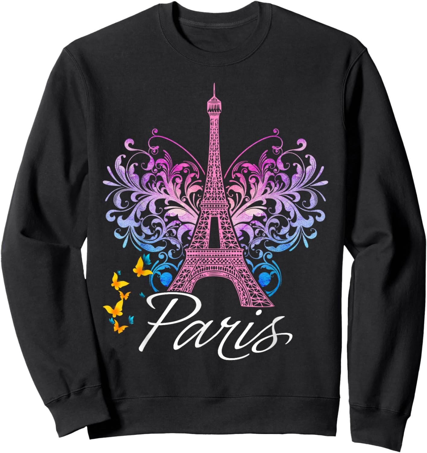 Eiffel Tower Paris Holiday France Shirt Souvenir Women Kids Sweatshirt - Sweatshirt | Black