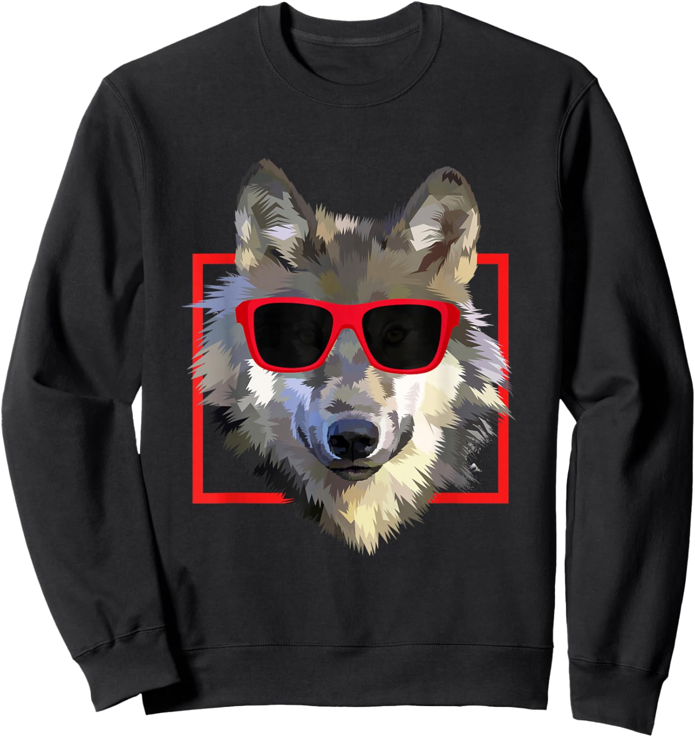 Wolves Animal Wolf in Cool Sunglass Frame Funny Gift Sweatshirt - Sweatshirt | Black