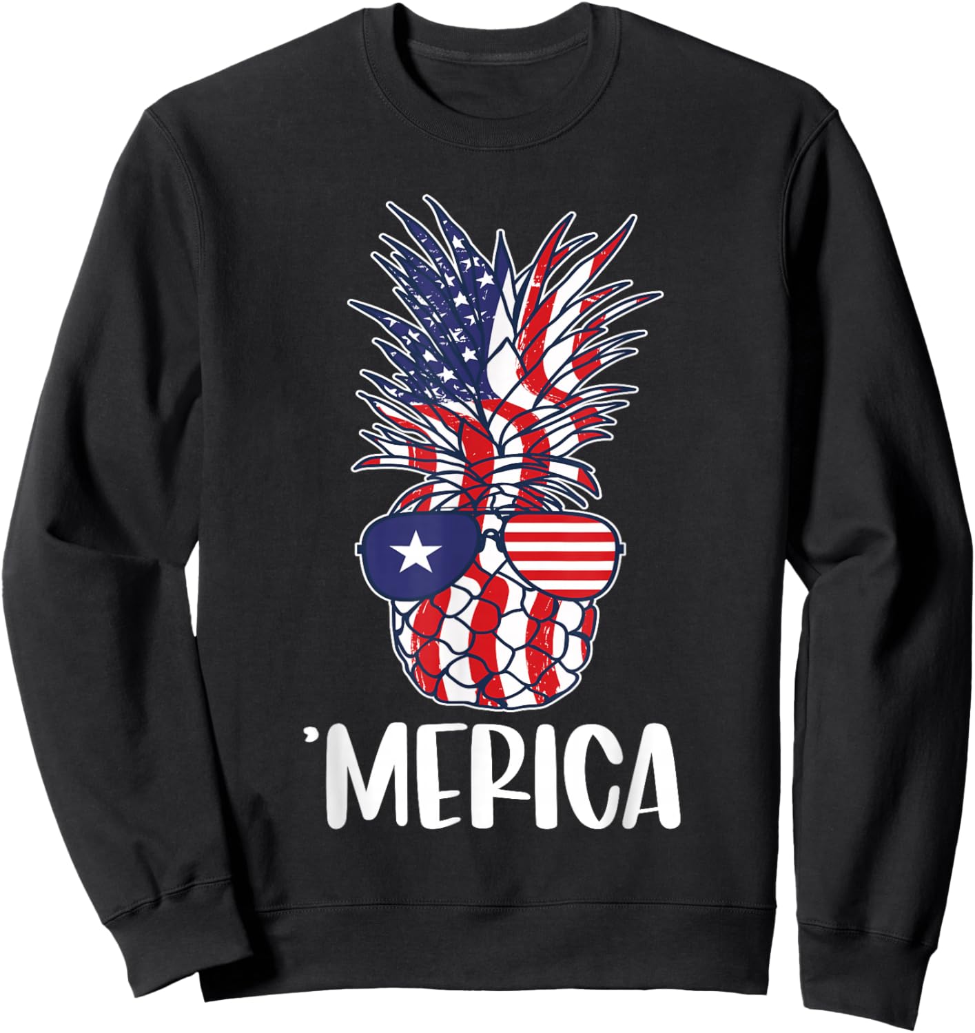 Pineapple Sunglasses 4th Of July Patriotic Pineapple Kids Men Sweatshirt - Sweatshirt | Black