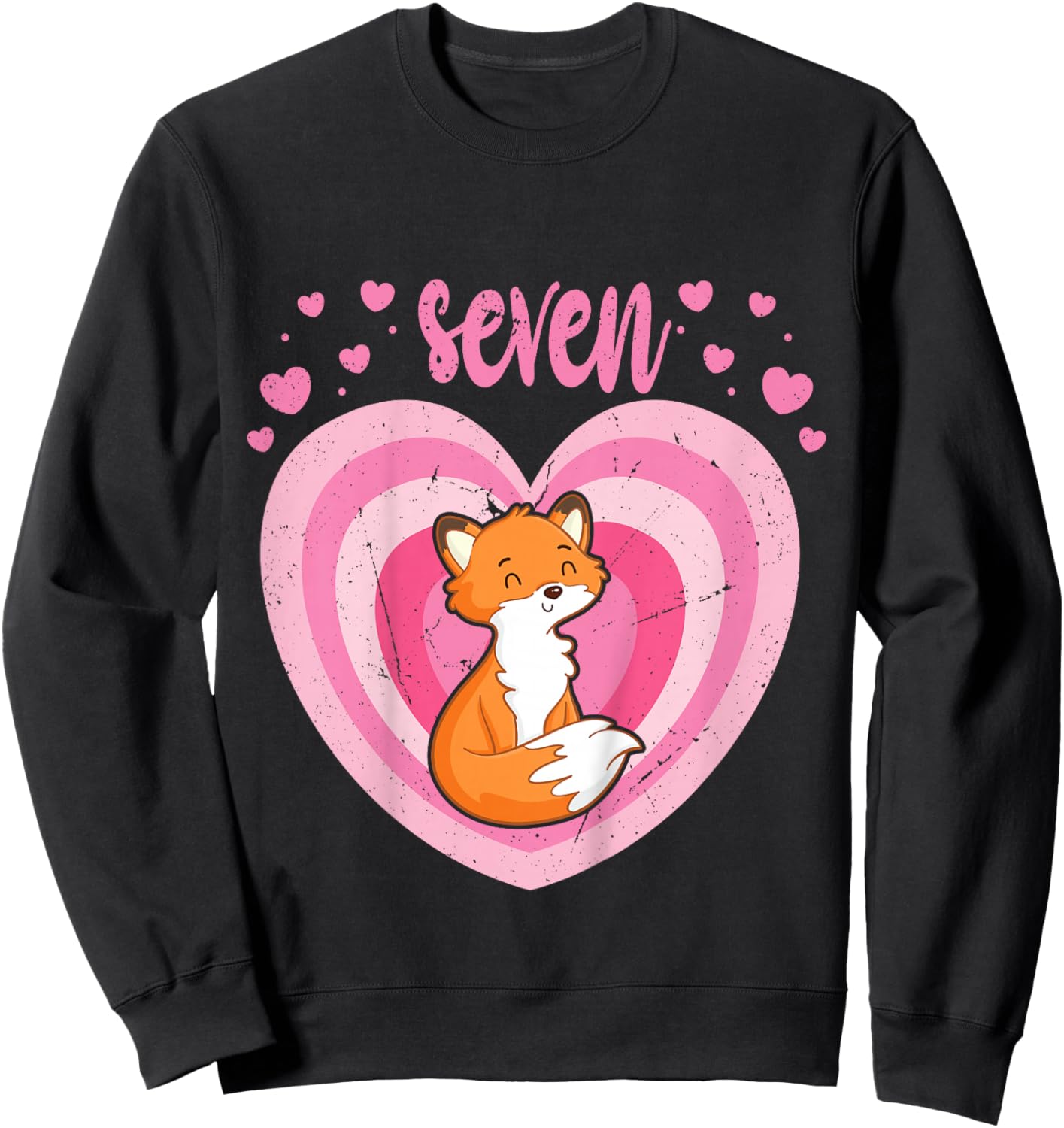 7 Year Old Cute Fox Birthday Girl 7th B-day Sweatshirt - Sweatshirt | Black