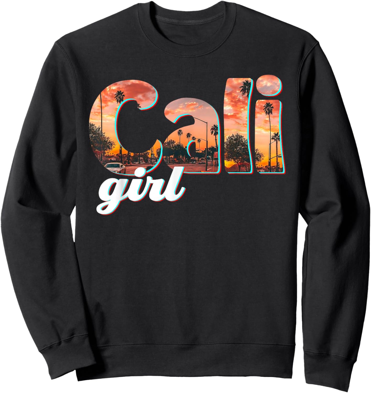 Cali Girl Vintage California Palm Trees Summer Gift Sweatshirt - Sweatshirt | Black