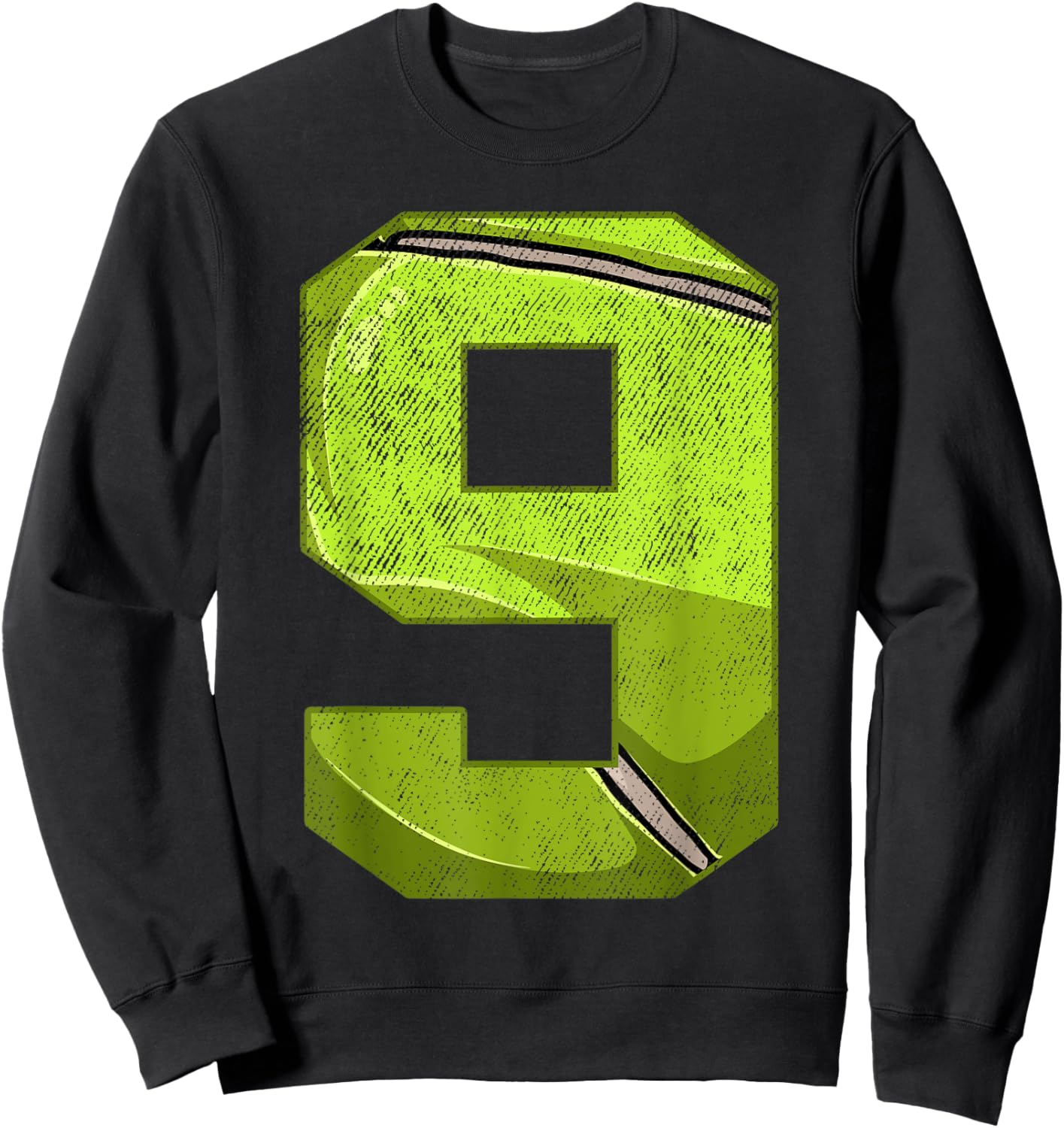 9th Birthday Party Nine 9 Year Old Tennis Bday Boy Girl Sweatshirt - Sweatshirt | Black
