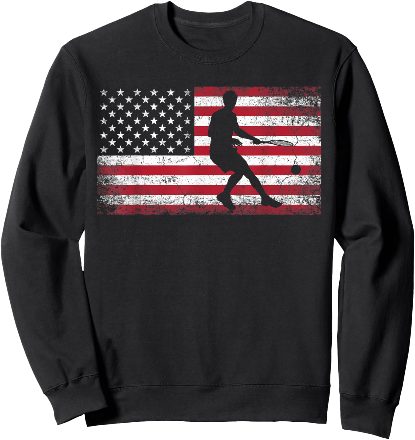 Tennis Racket Ball 4th of July Shirt American Flag America Kids Men Sweatshirt - Sweatshirt | Black