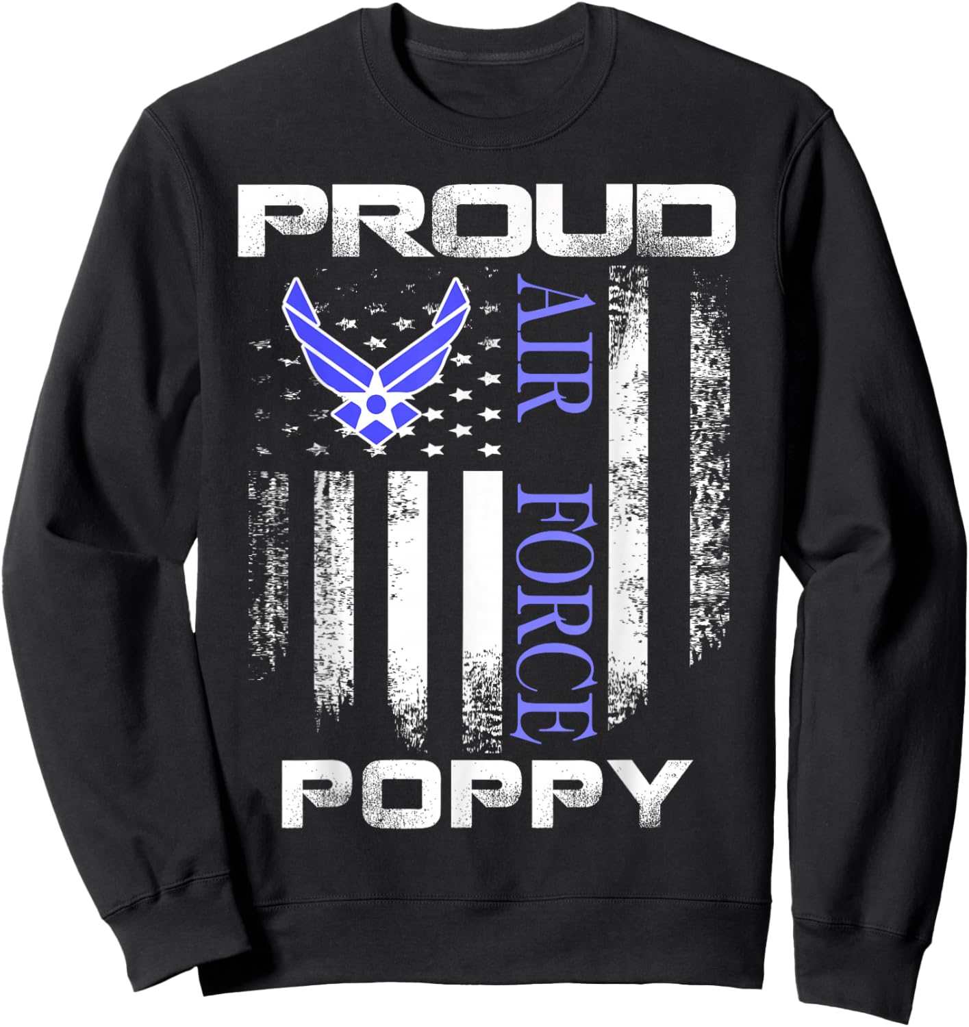 Vintage Proud Air Force Poppy With American Flag Gift Sweatshirt - Sweatshirt | Black