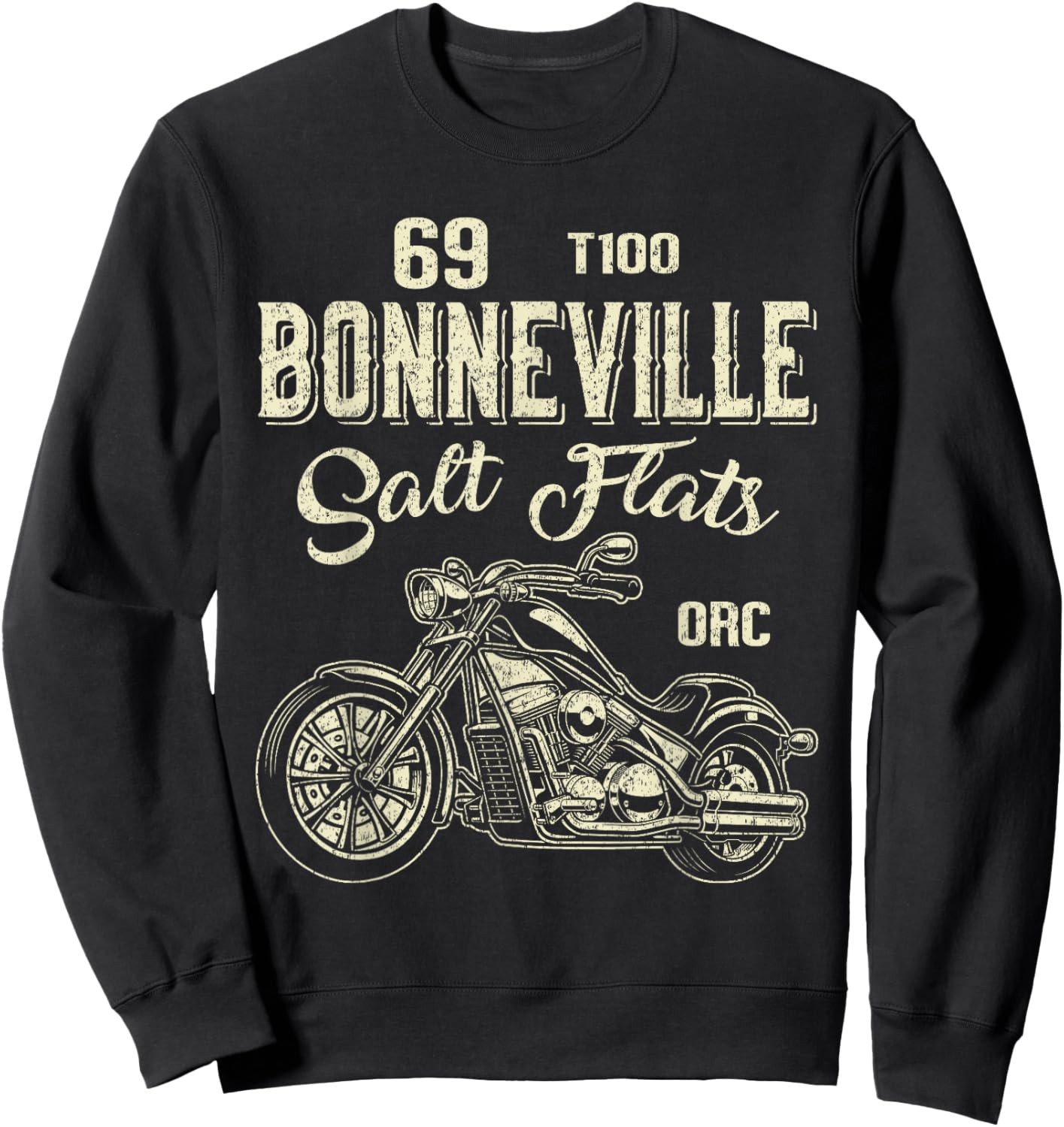 Bonneville Salt Flats Vintage Retro Motorcycle Rider Funny Sweatshirt - Sweatshirt | Black